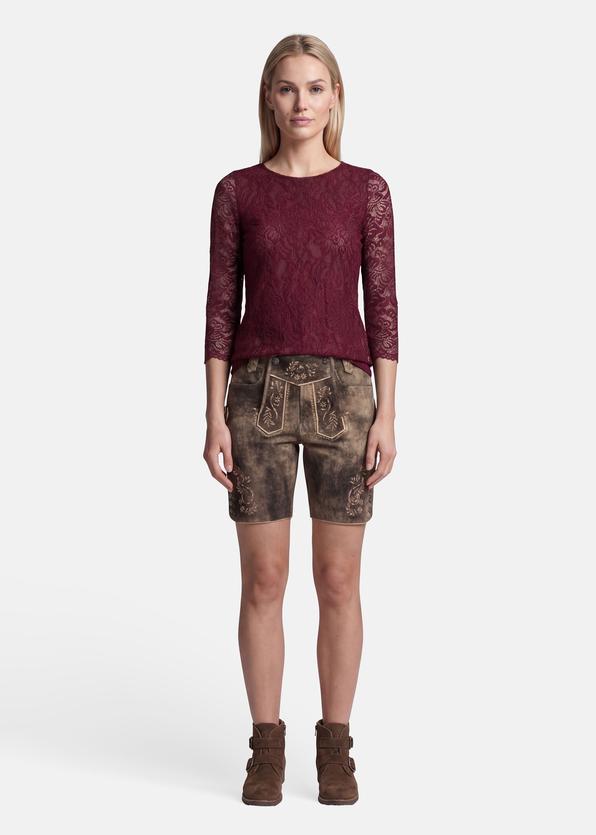 Spieth & Wensky Trachtenbluse Alheim Rundhals Ausschnitt