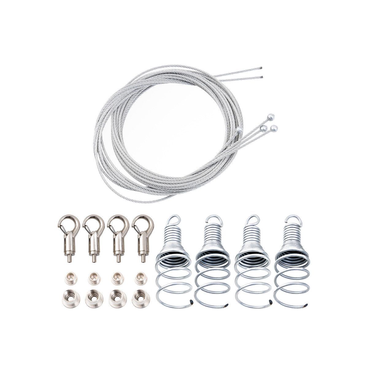 LYSEL® Dämmplatte Abhängeset 4-fach für Akustikelemente mit Drahtspirale Drahtseil Ø1,5m, (1-St), 1500 mm [L]