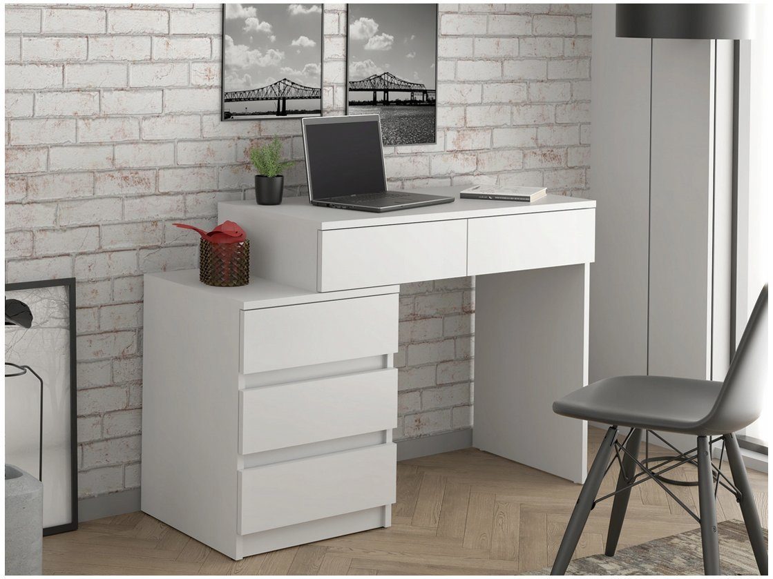 Roysson Home Computertisch Computertisch Schreibtisch Tisch Esstisch 5 Schubladen Weiß Gamma | Schreibtische