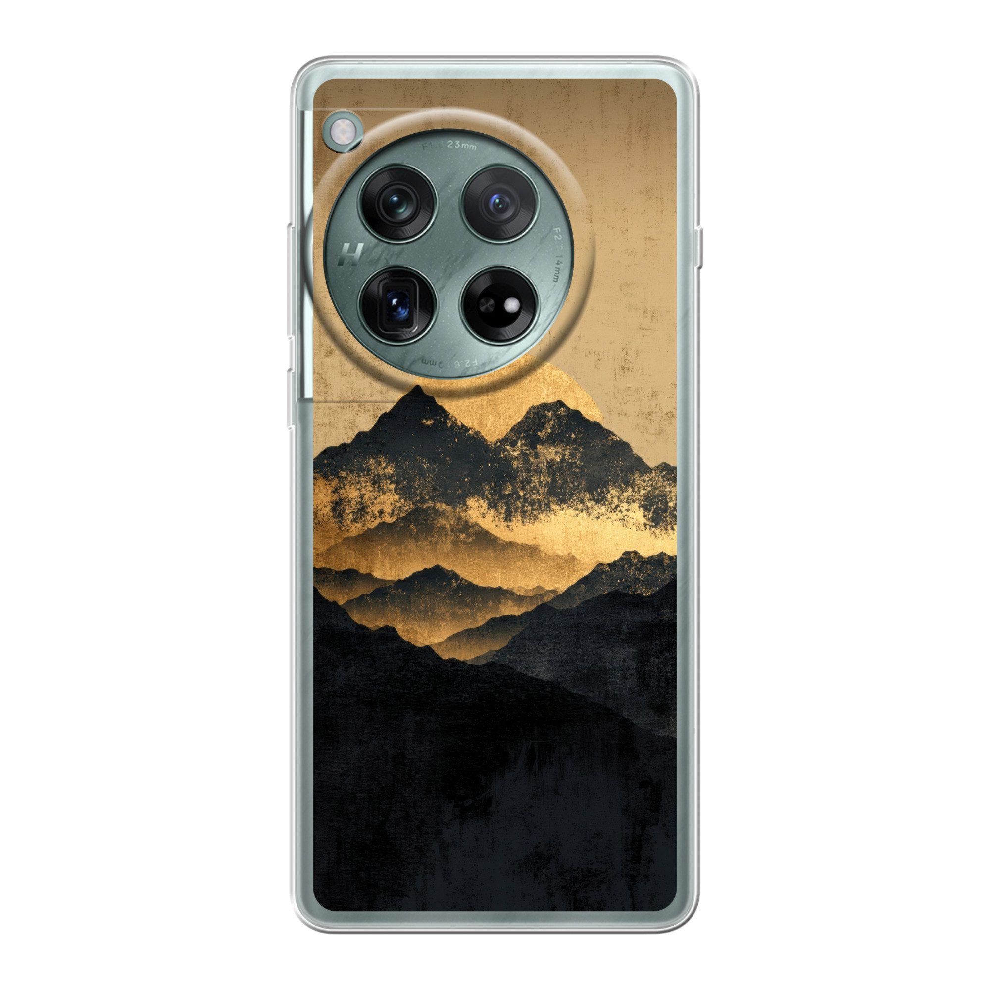 MuchoWow Handyhülle für OnePlus 12 Goldene Berge bei Mondschein, Handy Case, Silikon, Bumper Case Dünn