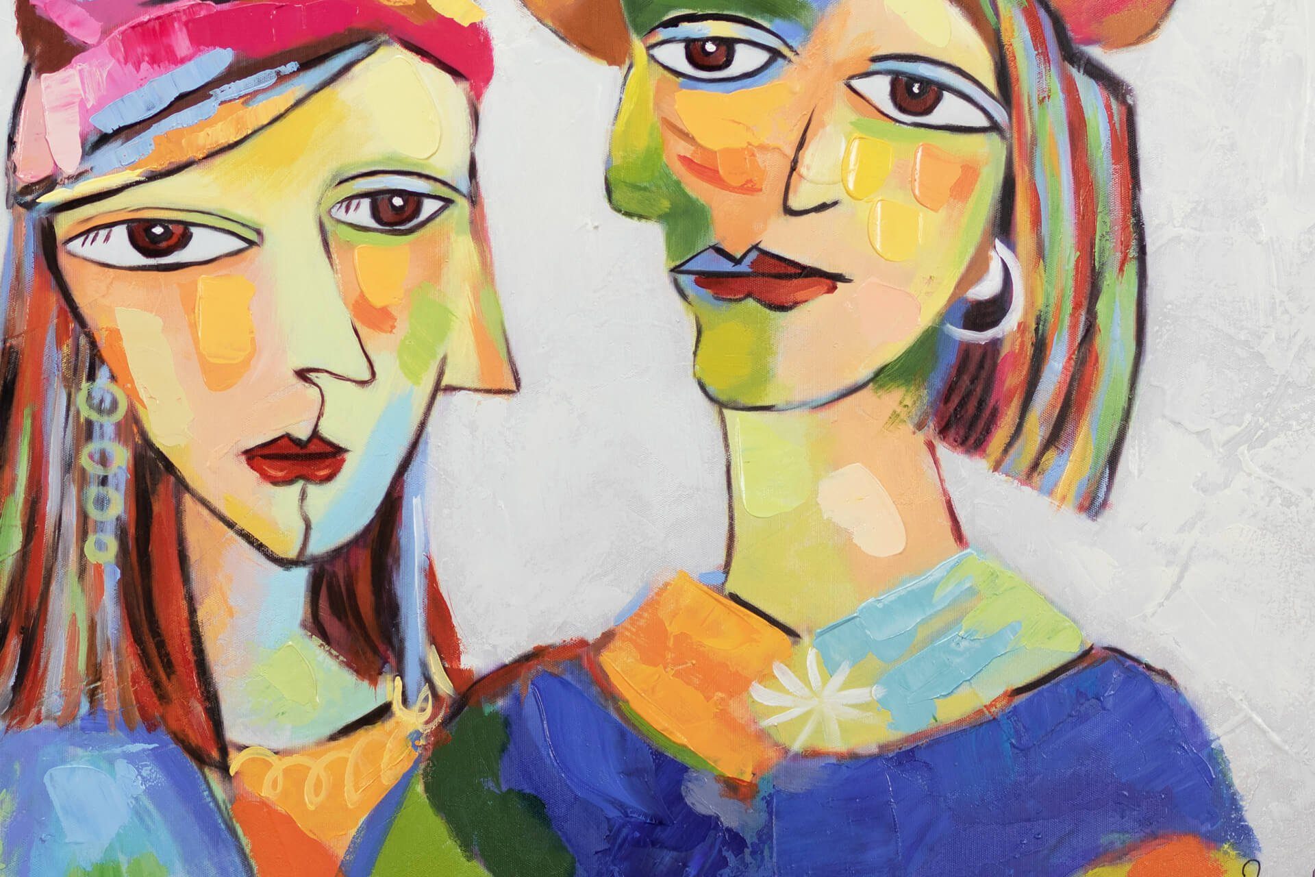 KUNSTLOFT Gemälde Picasso's Musen 120x60 cm, Leinwandbild 100% HANDGEMALT Wandbild Wohnzimmer