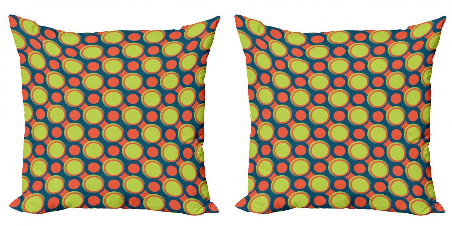 Kissenbezüge Modern Accent Doppelseitiger Digitaldruck, Abakuhaus (2 Stück), Retro Orange und grüne Kreise