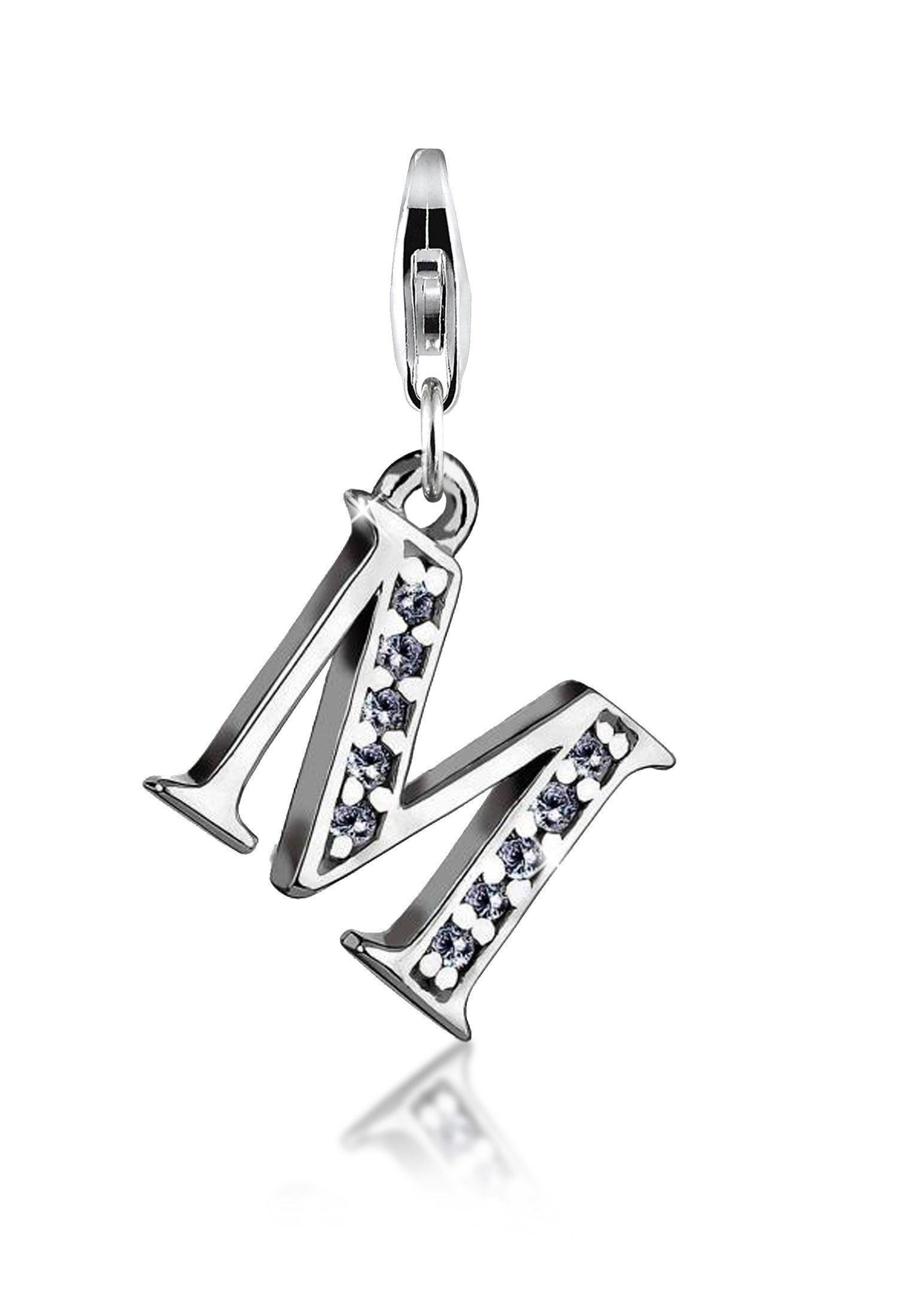Nenalina Charm-Einhänger Buchstabe "R" Anhänger Zirkonia 925 Silber