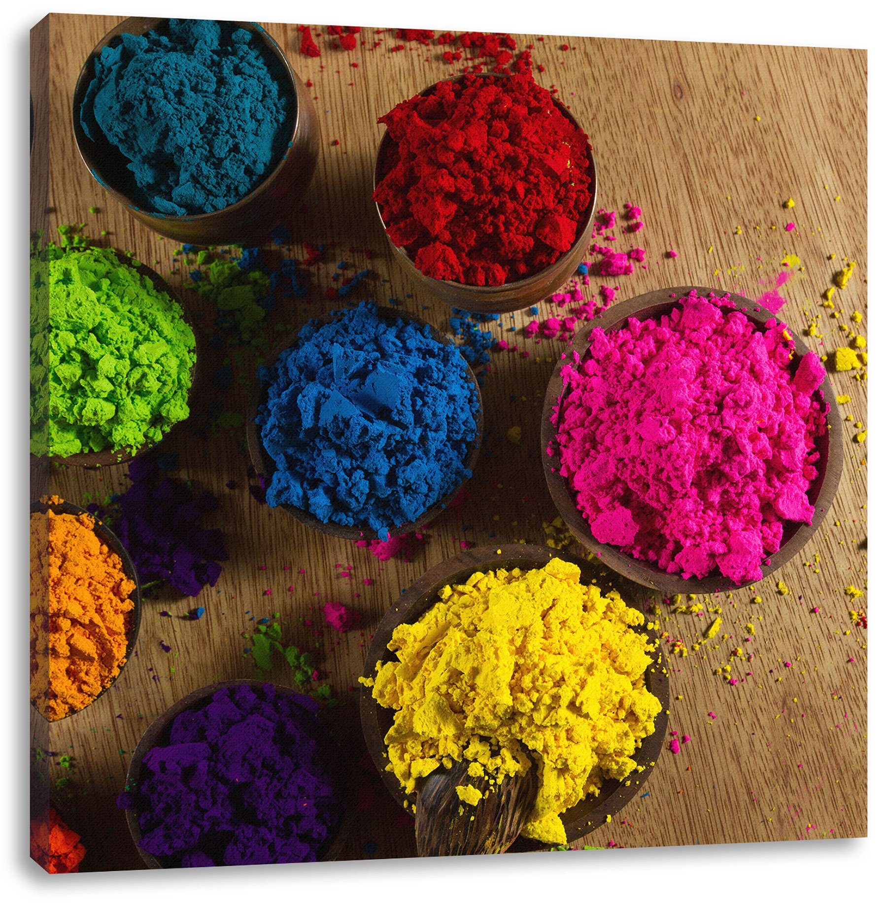 Pixxprint Leinwandbild Indisches Farbpulver, Indisches Farbpulver (1 St), Leinwandbild fertig bespannt, inkl. Zackenaufhänger