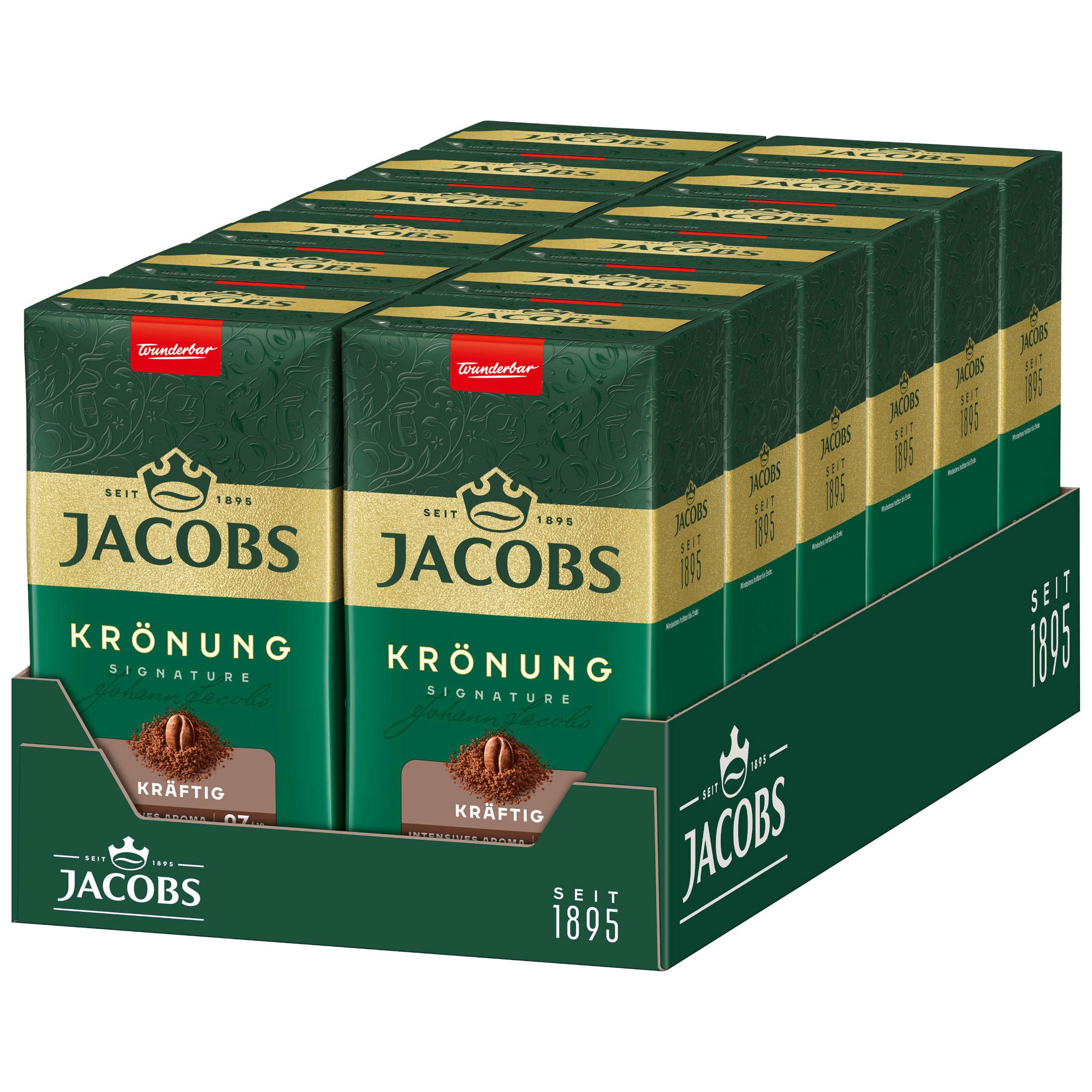 JACOBS Kaffee Filterkaffee Krönung Kräftig vollmundig Röstkaffee gemahlen 12 x 500 g, 6000 g, (Packung, 12er Pack)