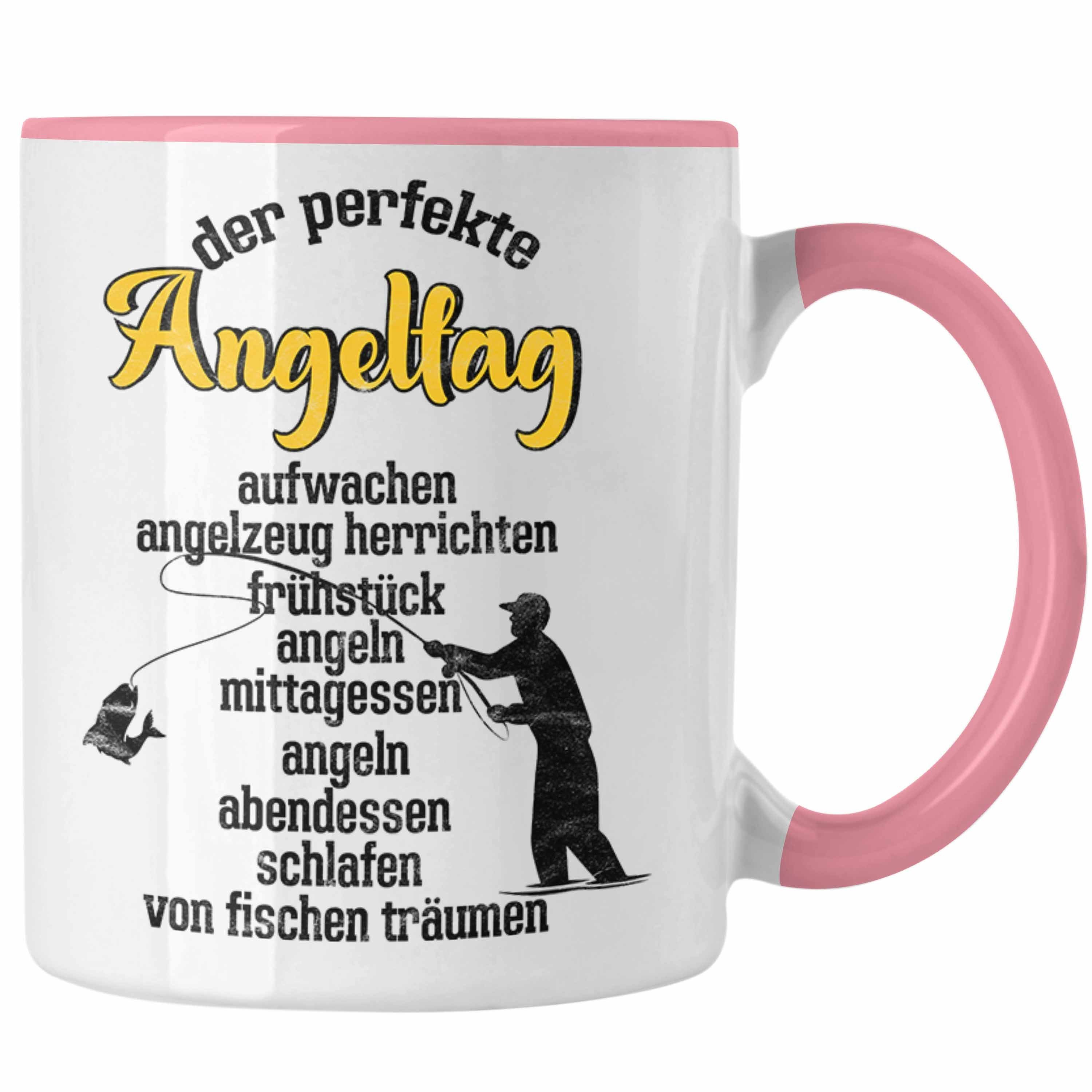 Trendation Tasse Tasse für Angler Geschenk für Fischer Geschenkidee Rosa