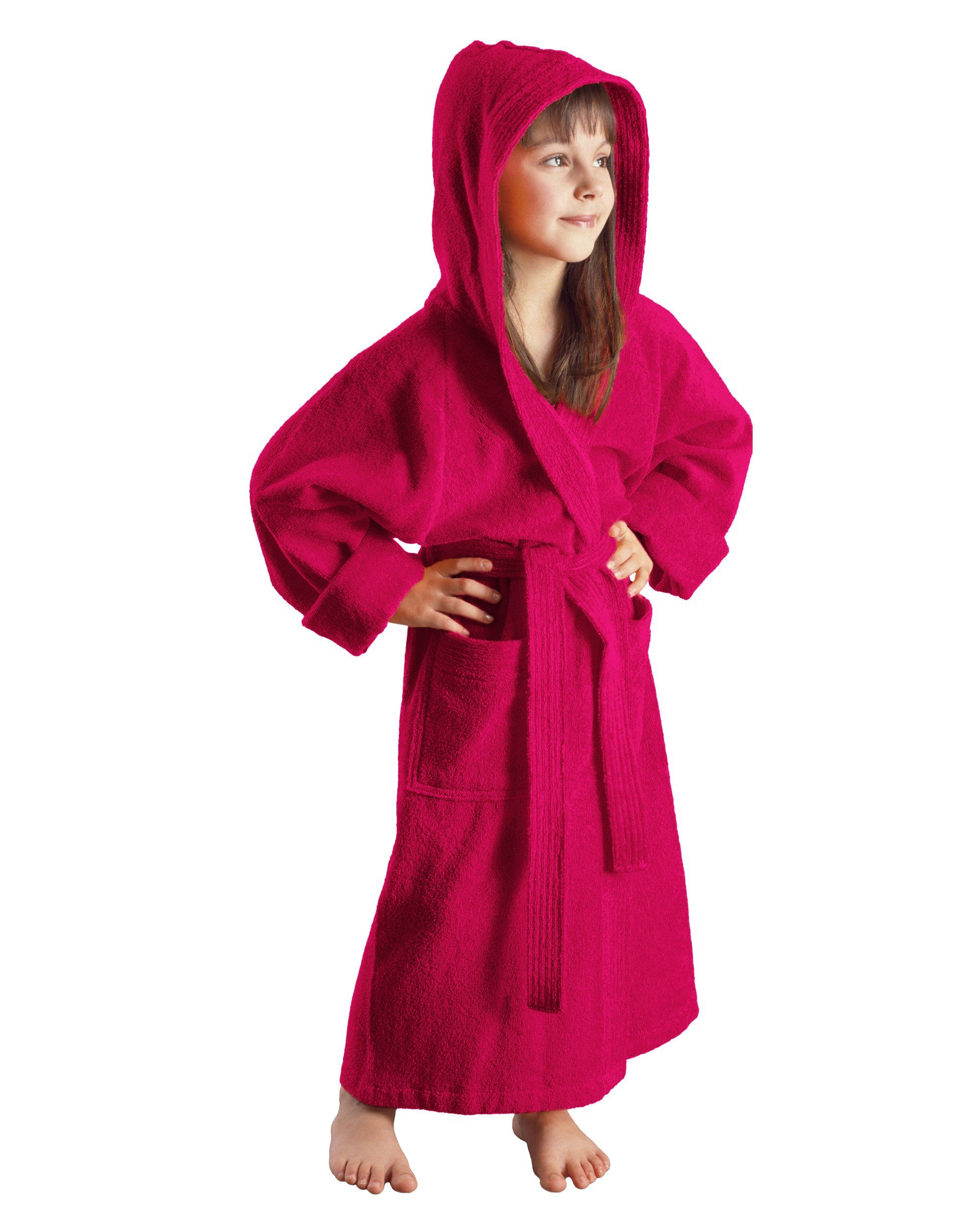 Arus Kinderbademantel für Jungen und Mädchen, mit Kapuze, in vielen Farben erhältlich, 100% Baumwolle, Kapuze, Gürtel, mit zwei Taschen, farbenfroh