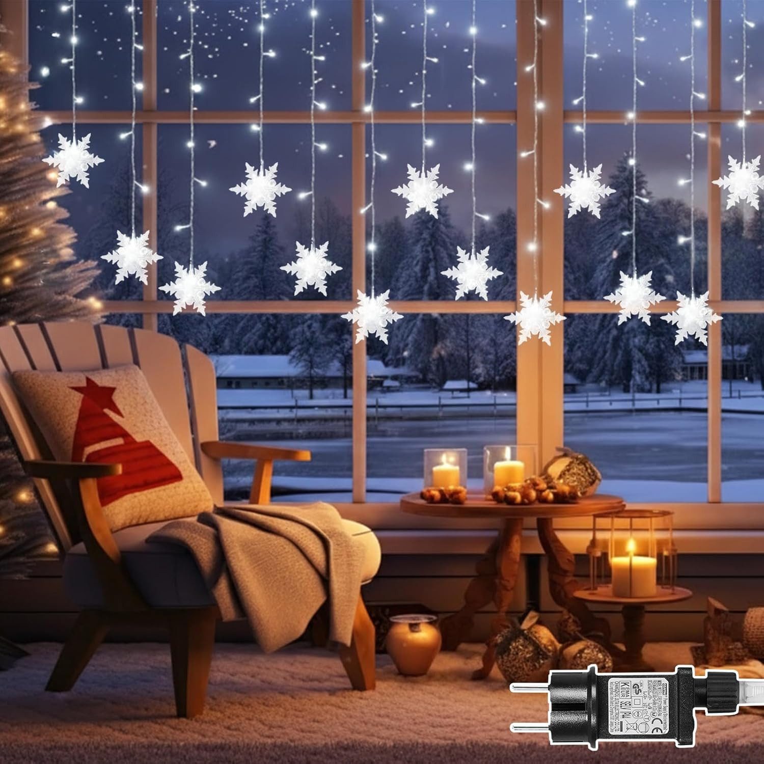 SERBASIC LED-Lichterkette Innen, LED Schneeflocke Lichtervorhang, Weihnacht günstig online kaufen