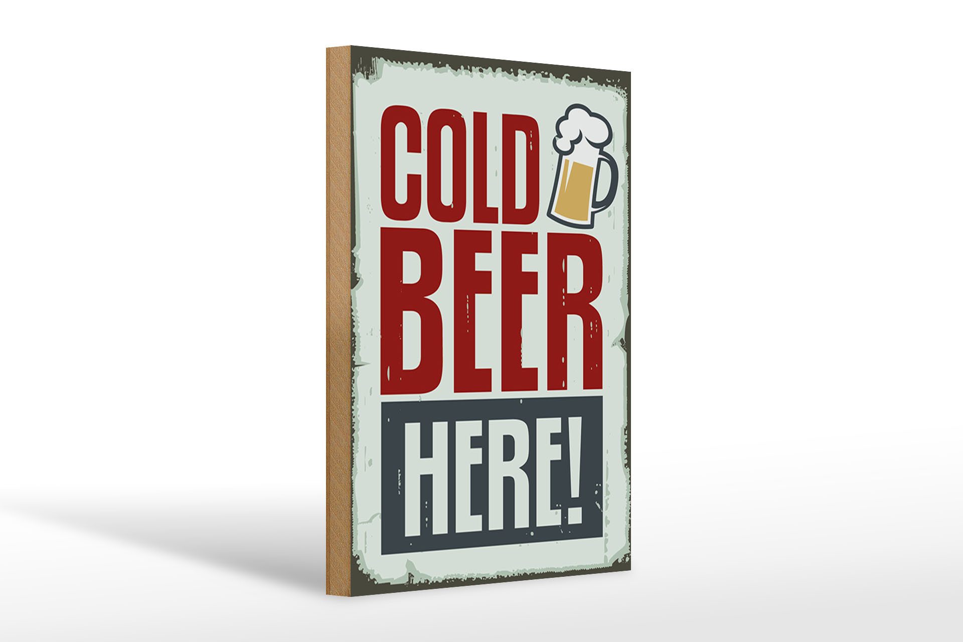 Holzbild 20x30cm Cold beer here Bier