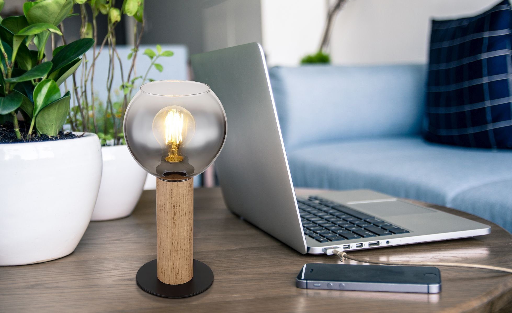 Holz Glas GLOBO Tischleuchte Tischleuchte Globo GLOBO Tischlampe Nachttischlampe LEUCHTEN Wohnzimmer