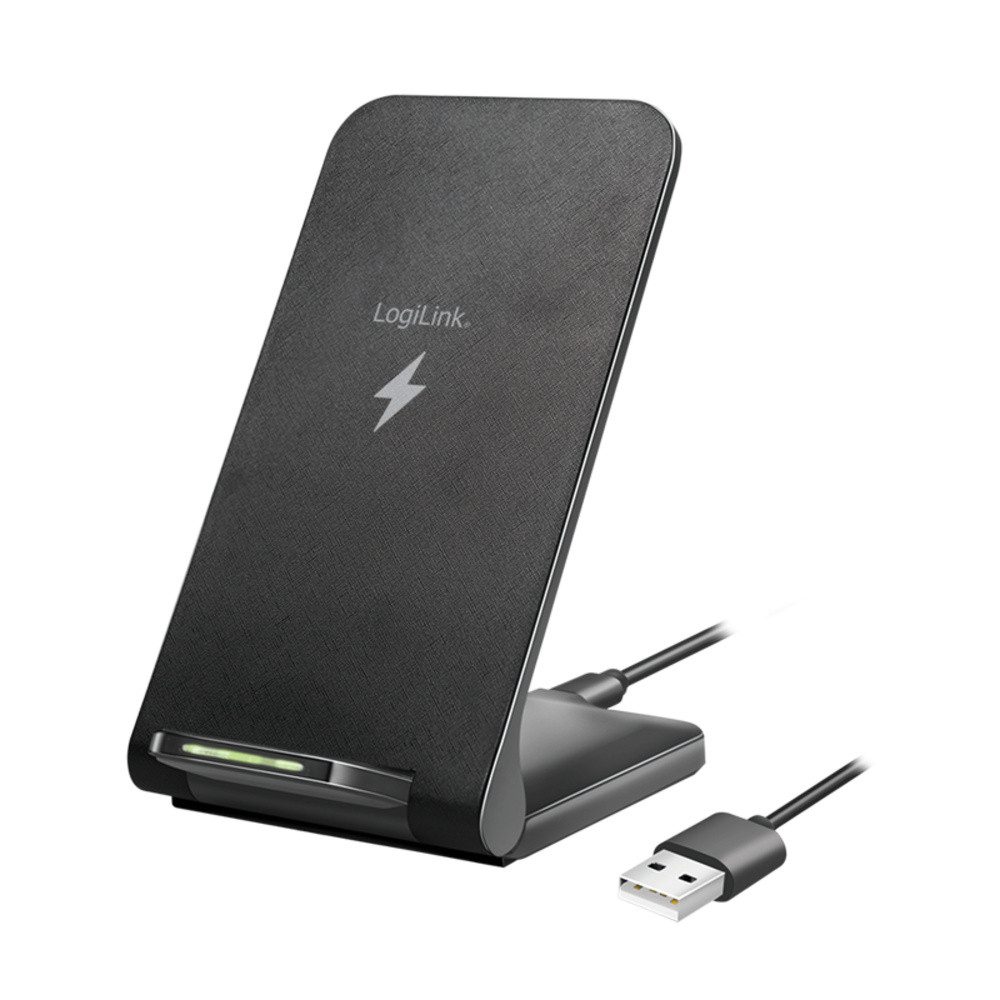 LogiLink LogiLink Smartphoneständer mit kabelloser Ladefunktion, 2 Spulen, 15 W Induktions-Ladegerät