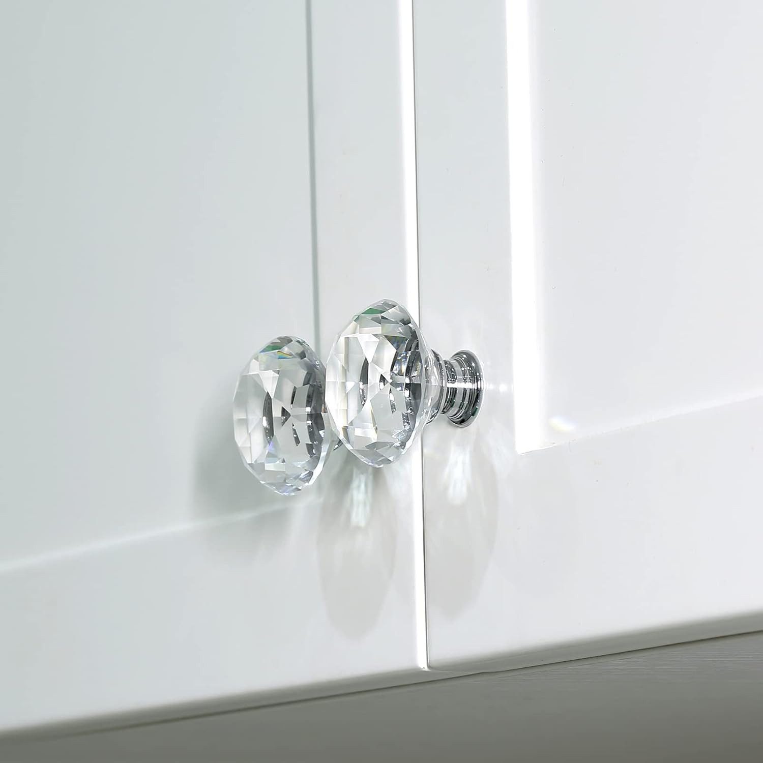 BlingBin Möbelknopf 12 Stück Kristall Schubladenknöpfe, Diamant Möbelknöpfe Schrankknöpfe (12er Set, 12-St., Transparent), 30 mm Ziehgriffe, Küchenschrankknöpfe für Kommoden, Schubladen