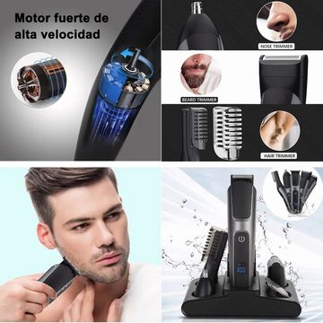 Avisto Haarschneider Haartrimmer-12 Set für Herren Multifunktions-Bartschneider, Wasserdichtes Haarschneide- und Rasiererset 12 in 1, IPX6 wasserdicht,LED-Digitalanzeigefunktion,USB-Schnellladefunktion