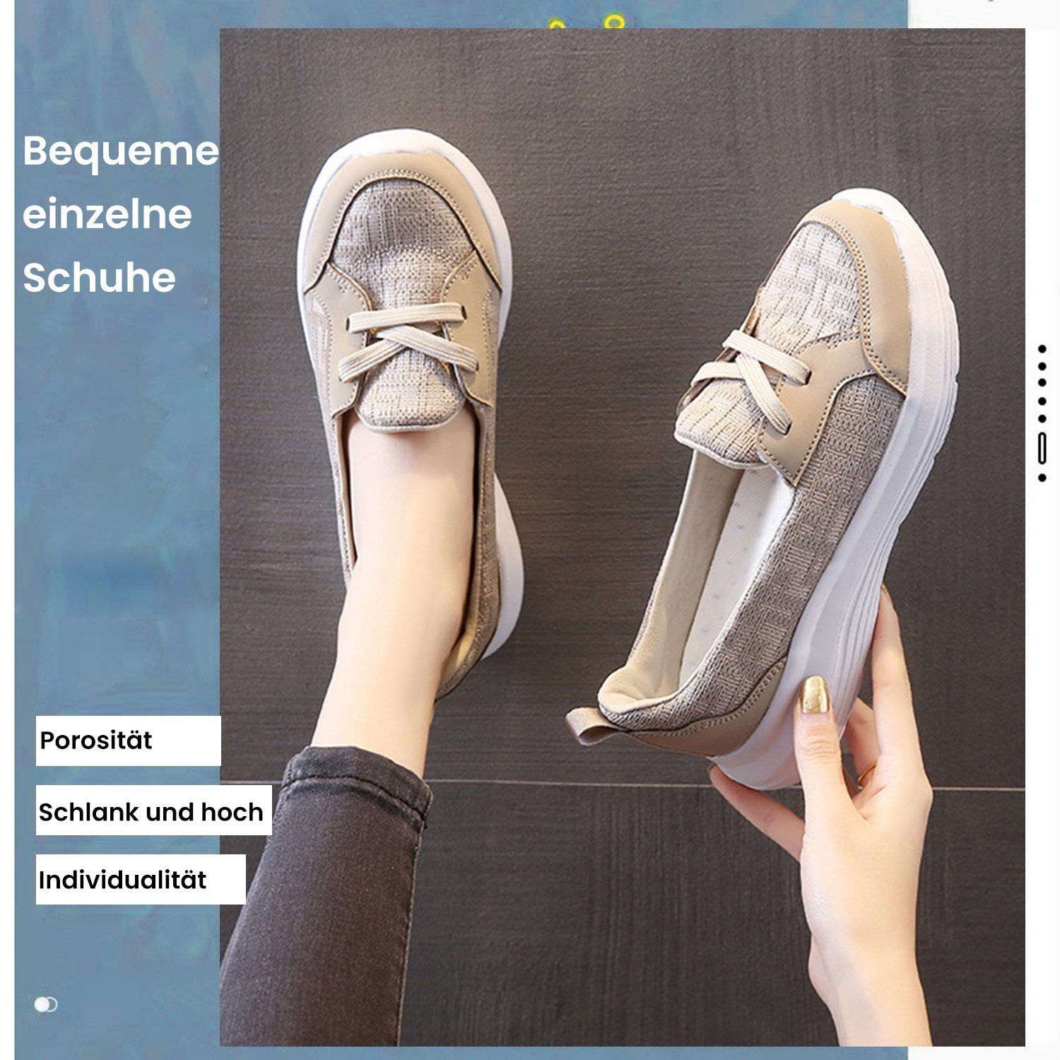 Bequeme Sneaker Daisred Damen Slip-On Freizeit Sportliche Schuhe Aprikose