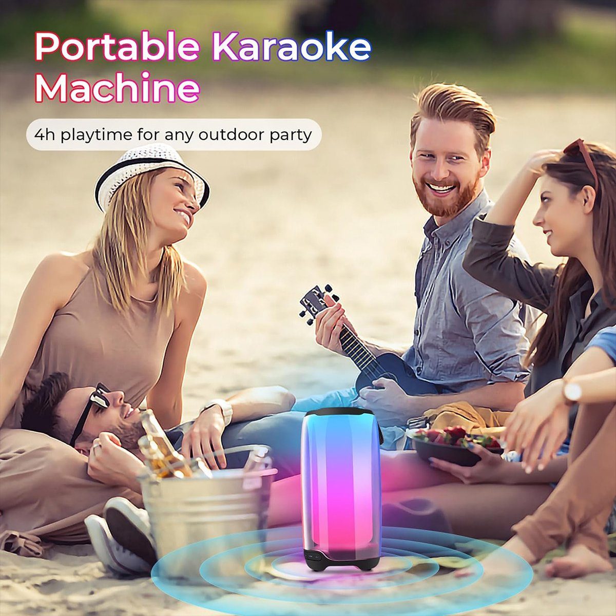 mit (Mikrofon Kabellos Drahtlosen Mikrofonen für 6 Karaokemaschinen LED-Lichtmodi autolock Geschenke) Bluetooth Lautsprecher mit 2 Lautsprecher