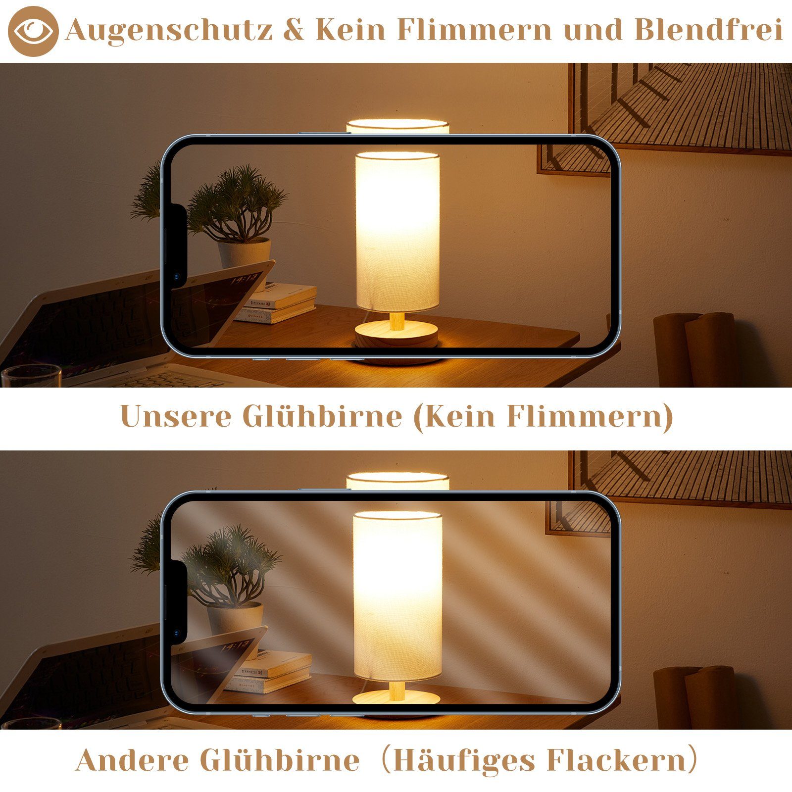 ZMH LED-Leuchtmittel E14 Warmweiß Licht 2700K 4W G45 Glühbirnen Vintage Birnen für Lampen, 6 St., warmweiß, nicht dimmbar – Bild 3 von 5