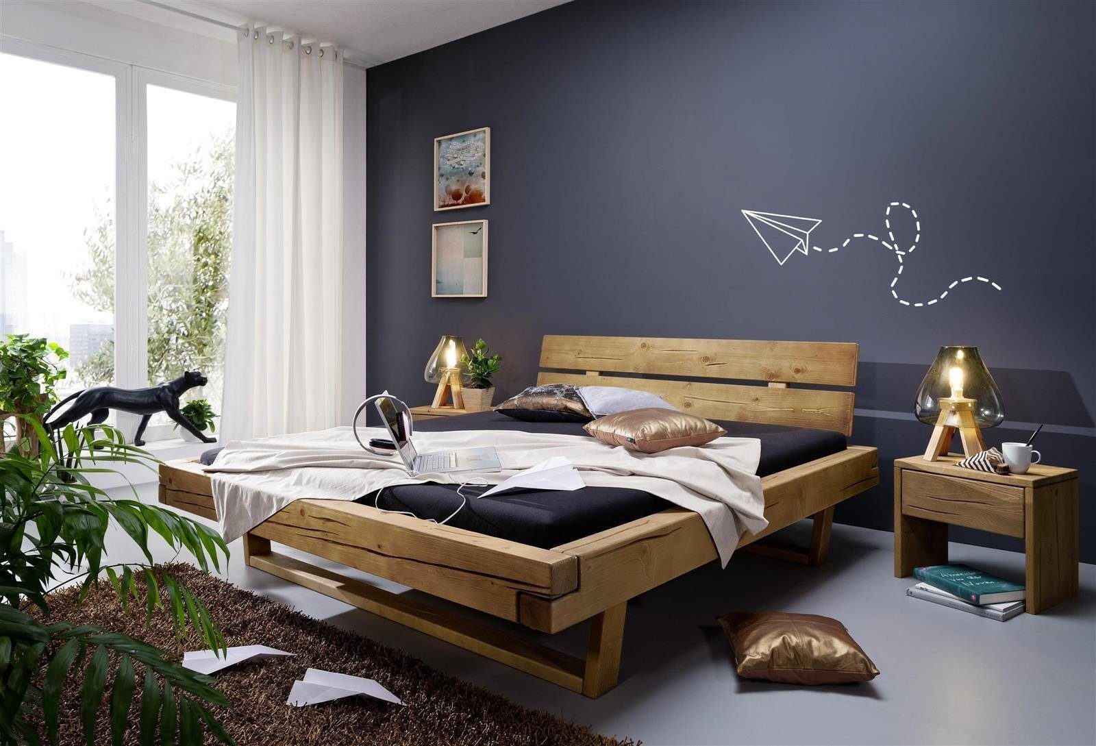 Lebenswert Massivholzbett Long Beach, 158 x 85 x 222 cm (B/H/T)