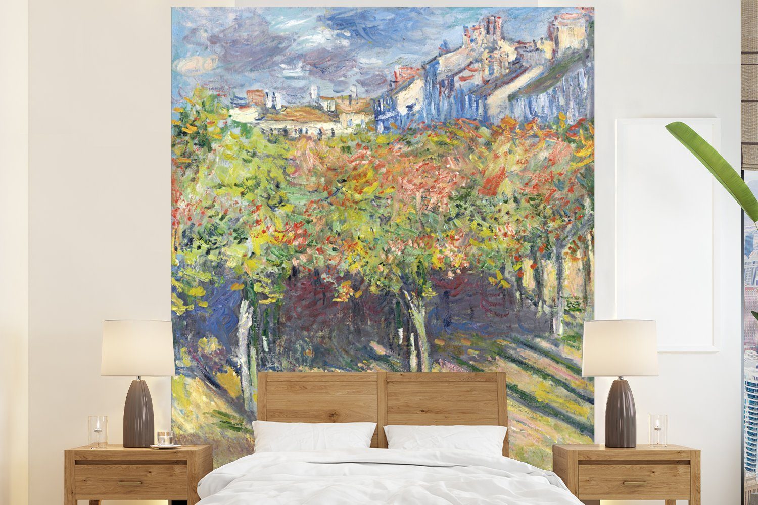 MuchoWow Fototapete Die Limes in Poissy - Gemälde von Claude Monet, Matt, bedruckt, (3 St), Vliestapete für Wohnzimmer Schlafzimmer Küche, Fototapete