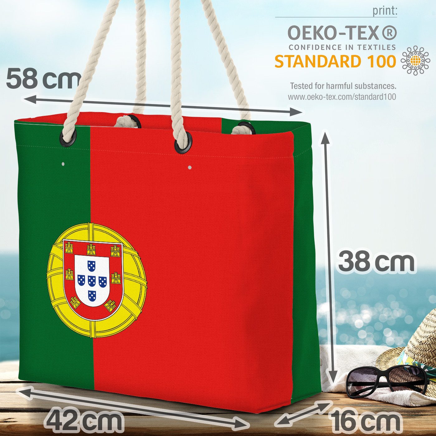 VOID Strandtasche (1-tlg), Portugal Flagge EM WM Länderflagge