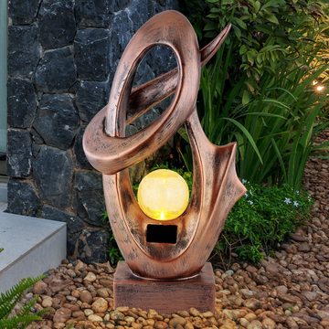 Globo Gartenleuchte, LED-Leuchtmittel fest verbaut, Warmweiß, Außenlampe Solarleuchte Feuereffekt warmweiß LED Gartenleuchte bronze
