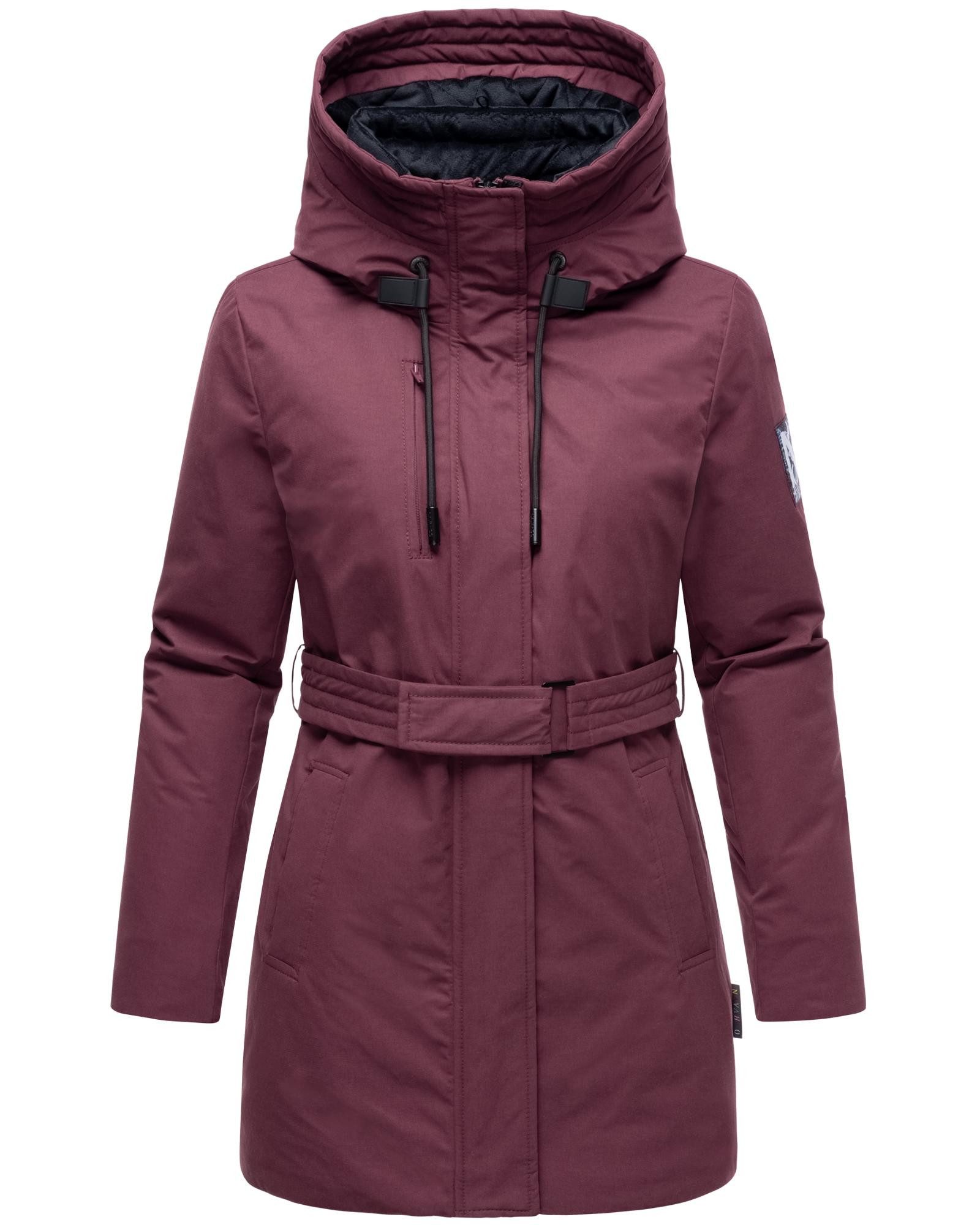 Navahoo Winterjacke Eishauch 14 Damen Winterparka mit Taillengürtel und Fleece-Kragen