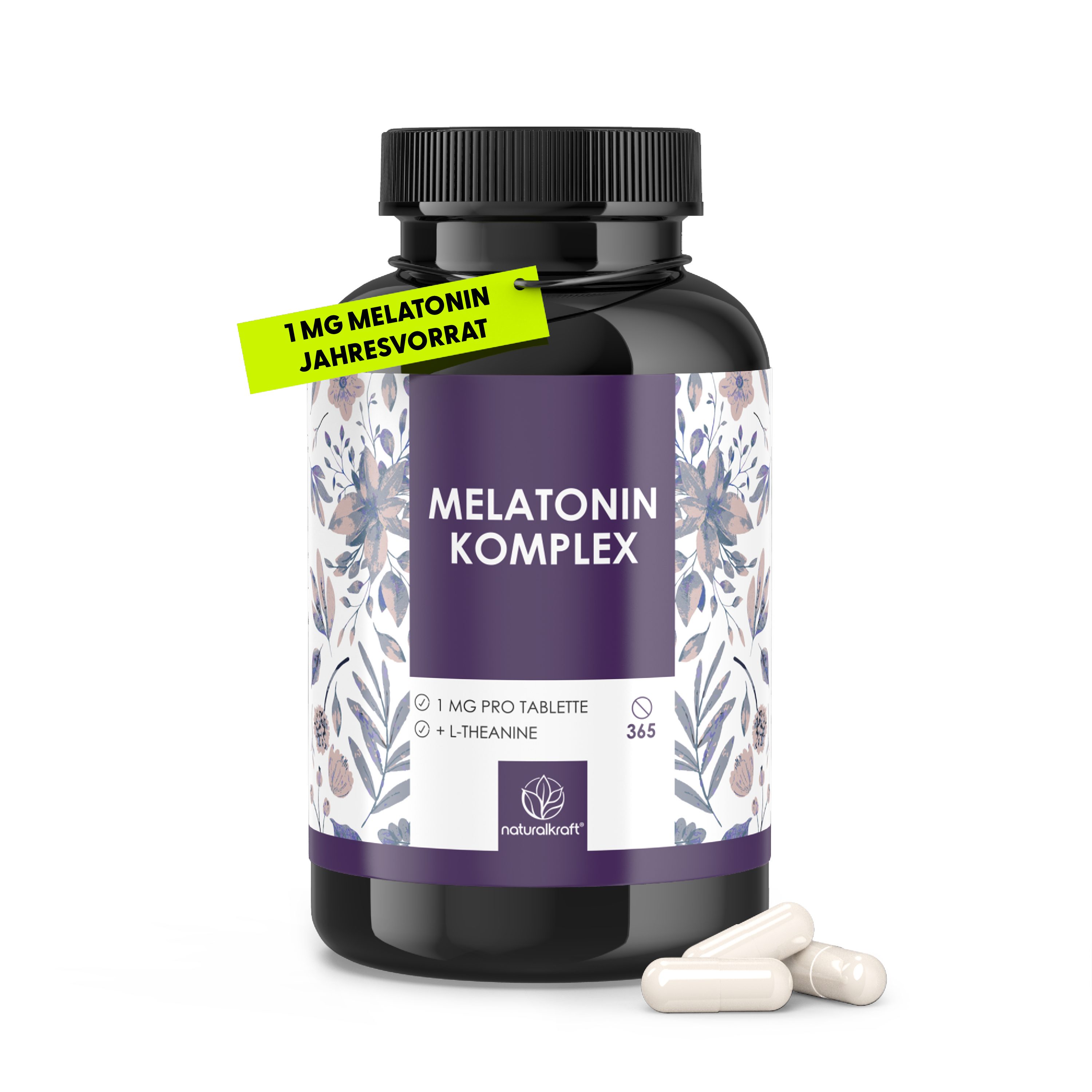 Naturalkraft Melatonin Komplex 1 mg – 365 Tabletten mit L-Theanin & Magnesium Tablet, 109 g