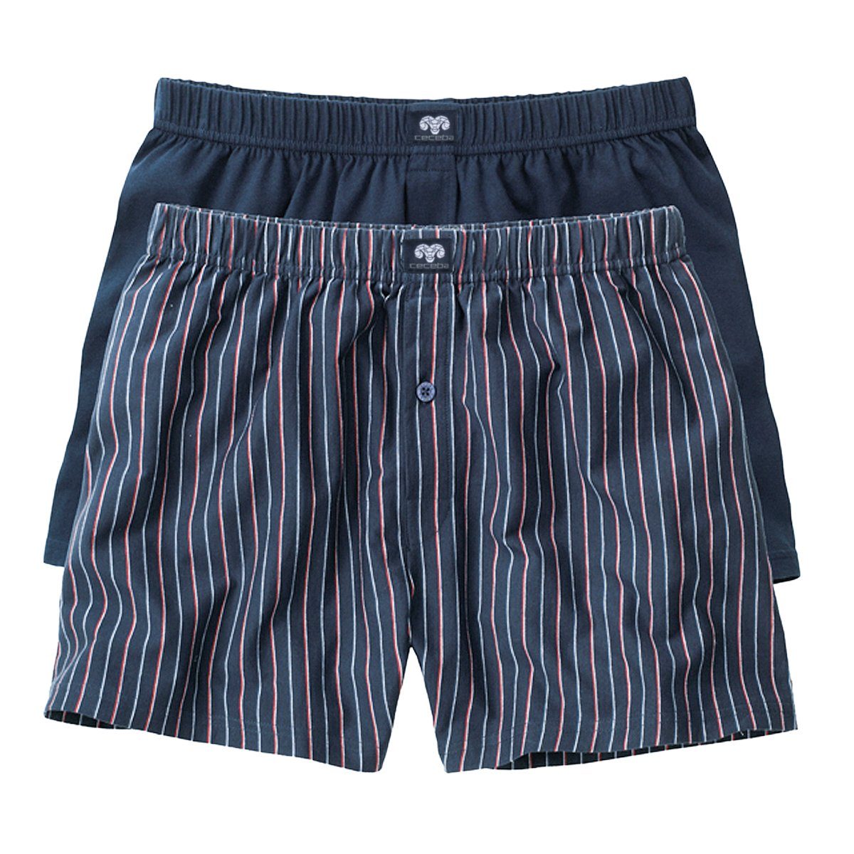 Pack Übergrößen uni 2-St., gestreift / (Packung, navy Ceceba Boxershorts Boxershorts CECEBA 2er 2er-Pack)