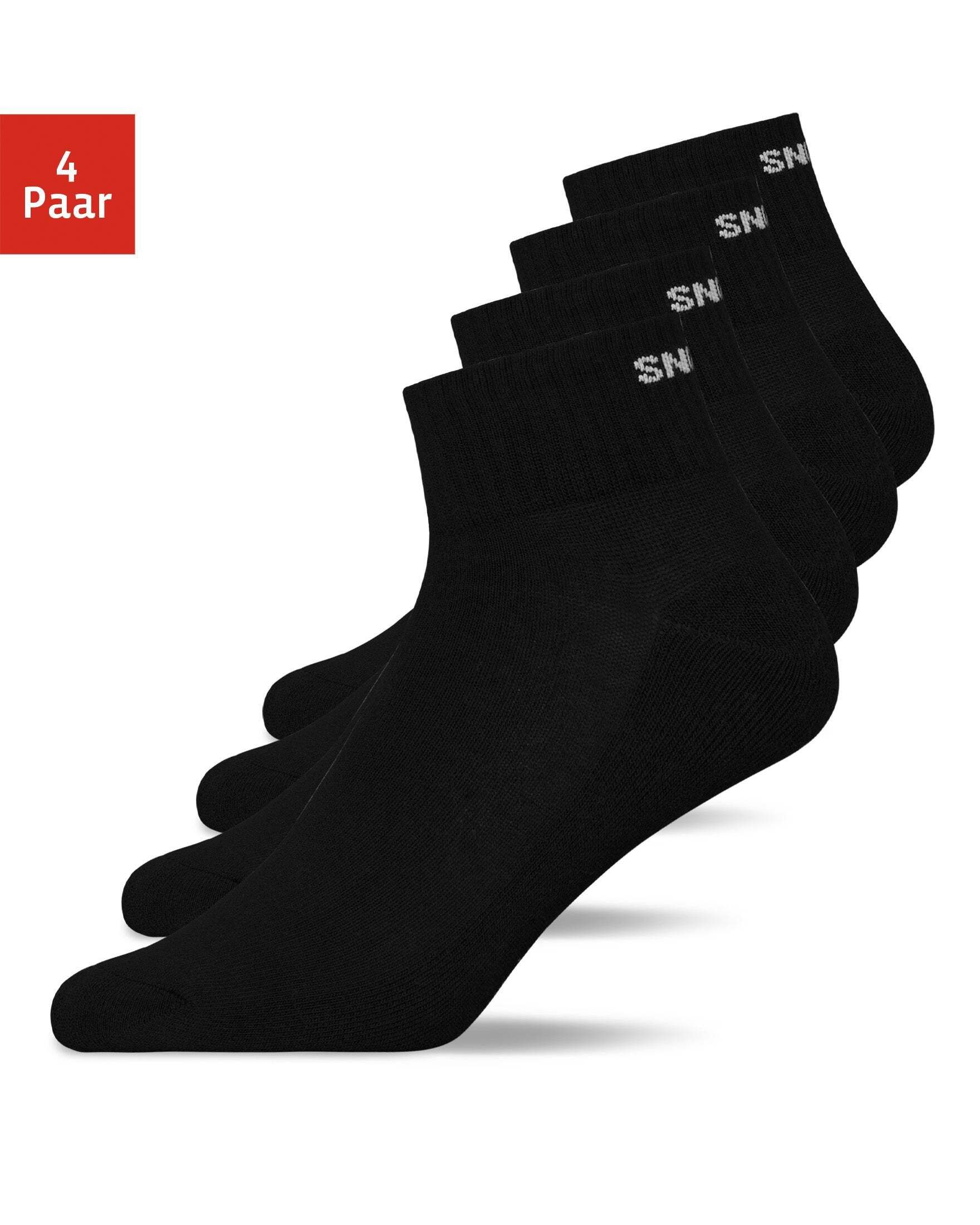 SNOCKS Sneakersocken kurze Socken für Herren & Damen mit Logo (4-Paar) mit Rippbund, verstärkte Sohle, halbhoch, aus Bio-Baumwolle