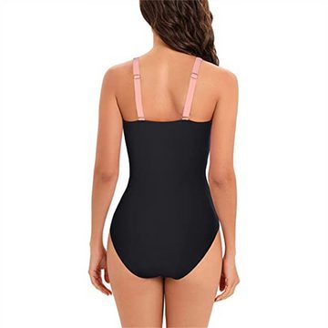 HOTDUCK Bandeau-Bikini Einteiliger Damenbadeanzug mit Colour-Blocking für das Strandschwimmen