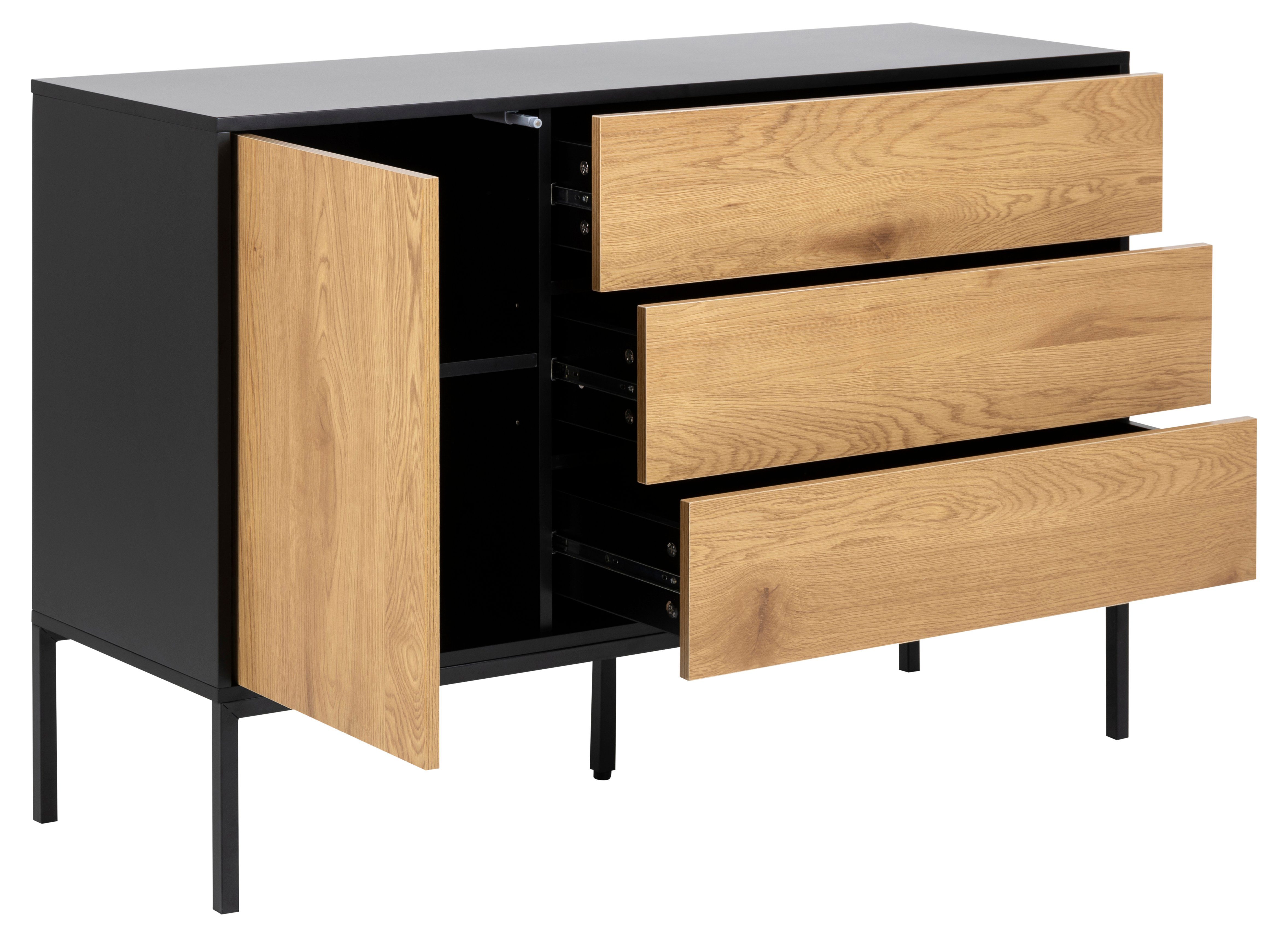 ebuy24 Sideboard Sea Sideboard 1 Tür und 3 Schubladen, schwarz.