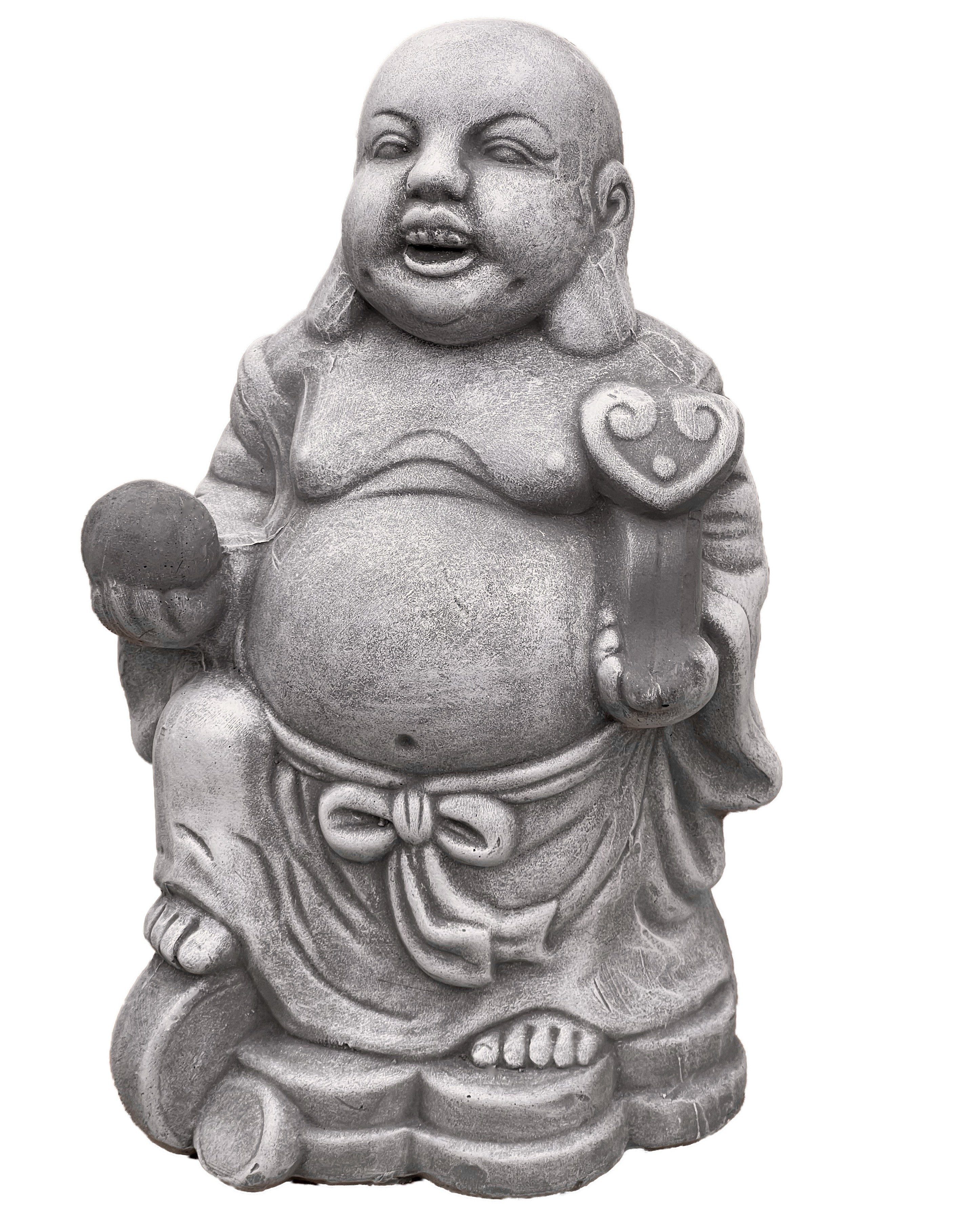 Gartenfigur Steinfigur dicker Shaolin Buddha Mönch stehend