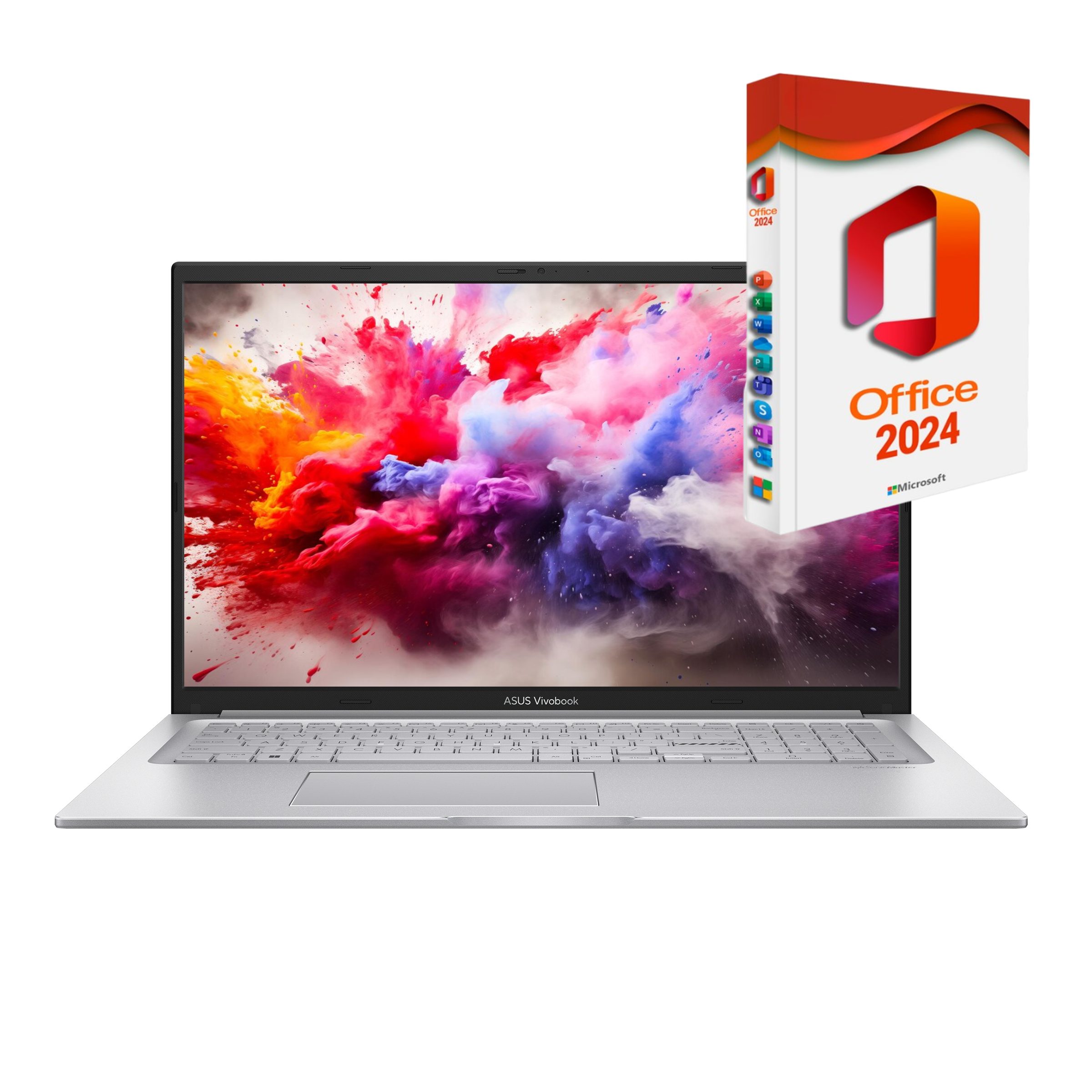 Asus VivoBook X170, Intel U300, beleuchtete Tastatur, Notebook (44 cm/17.3 Zoll, Intel U300 U300, Intel UHD Grafik, 500 GB SSD, Windows 11 Pro, MS Office 2024 Pro Dauerlizenz, beleuchtete Tastatur)