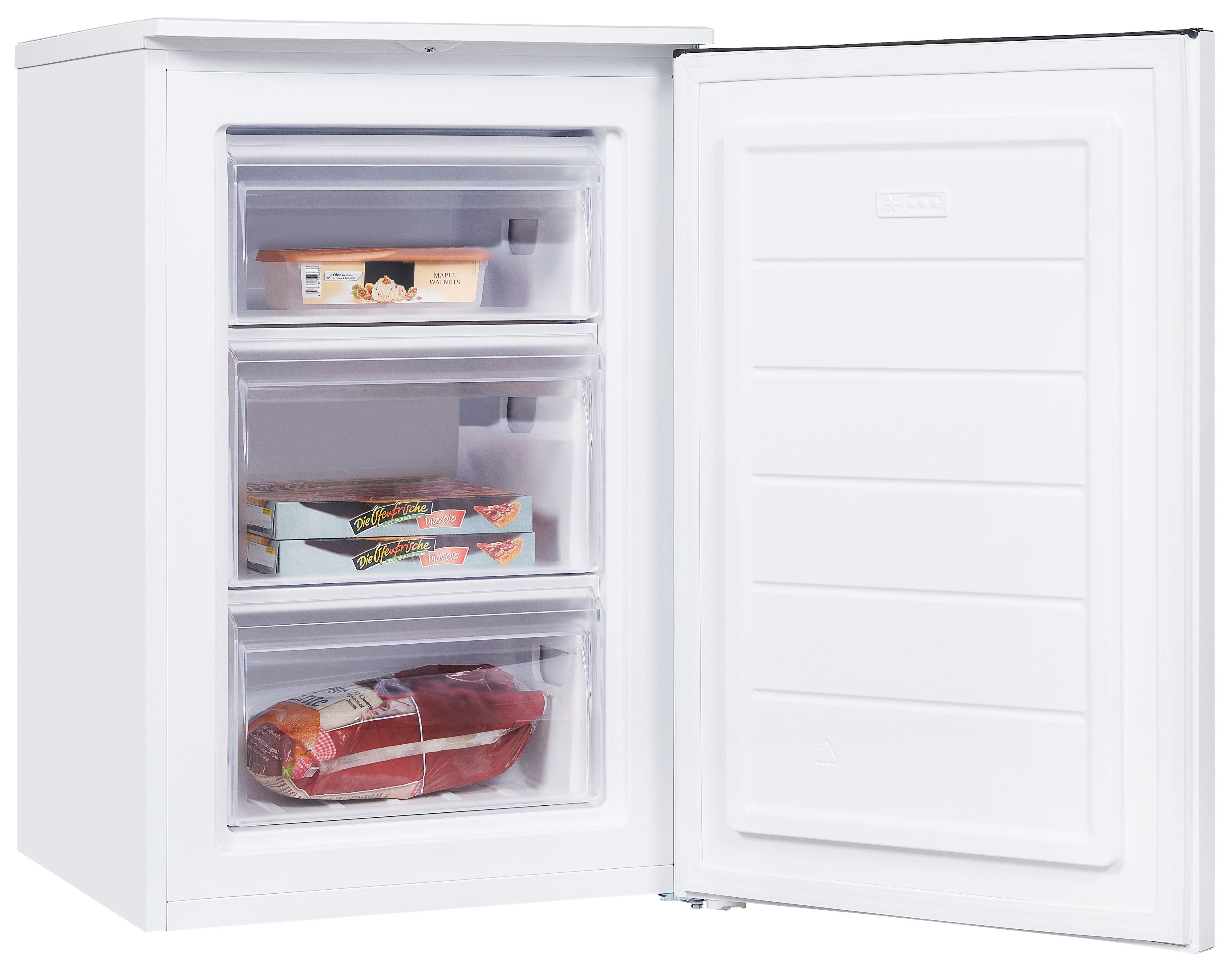 exquisit Gefrierschrank GS81-040D weiss, 85 cm hoch, 55 cm breit, 4*-Gefrierschrank mit ergonomischer Griffmulde – bequem zu öffnen