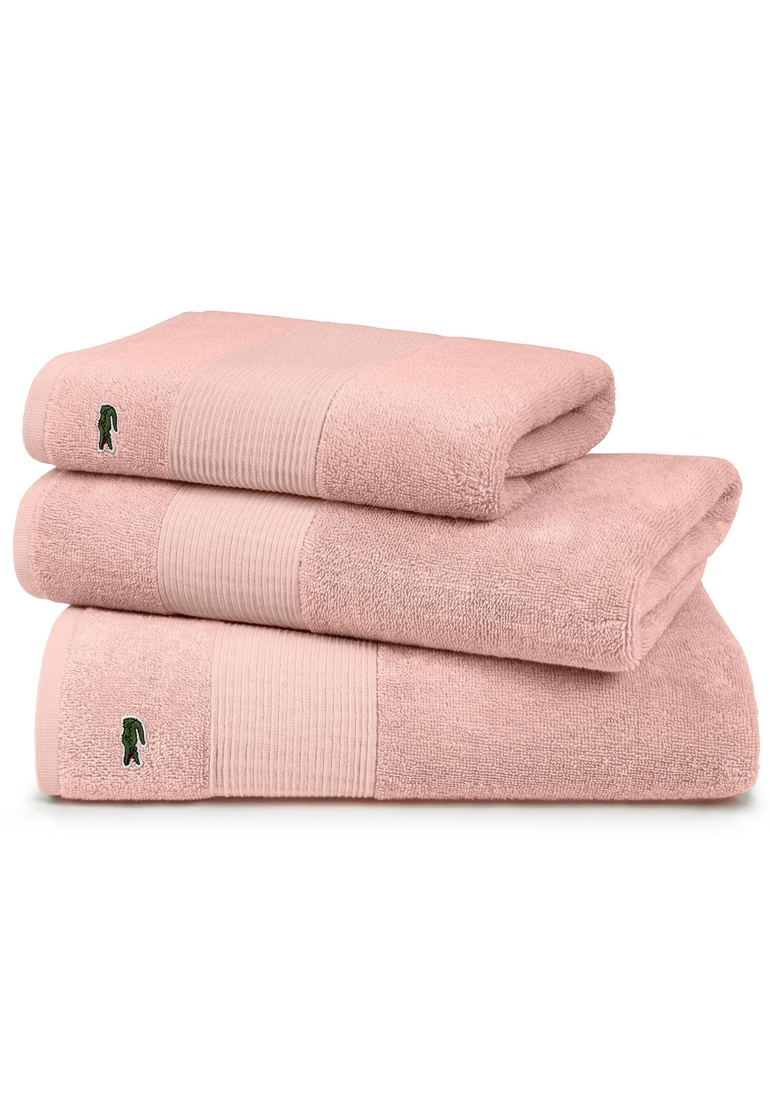 Gästehandtücher mit Label-Applikationen L Baumwolle, 100.0% CROCO ROSE PALE LE Lacoste (2tlg),