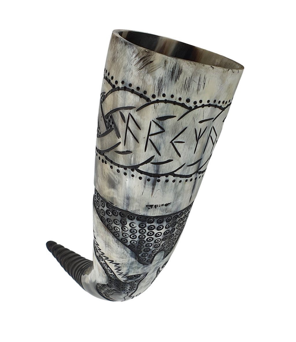 hornerey Bierkrug Trinkhorn "Freya's Horn", 500 ml Wikinger Trinkhorn Set – Bild 3 von 5
