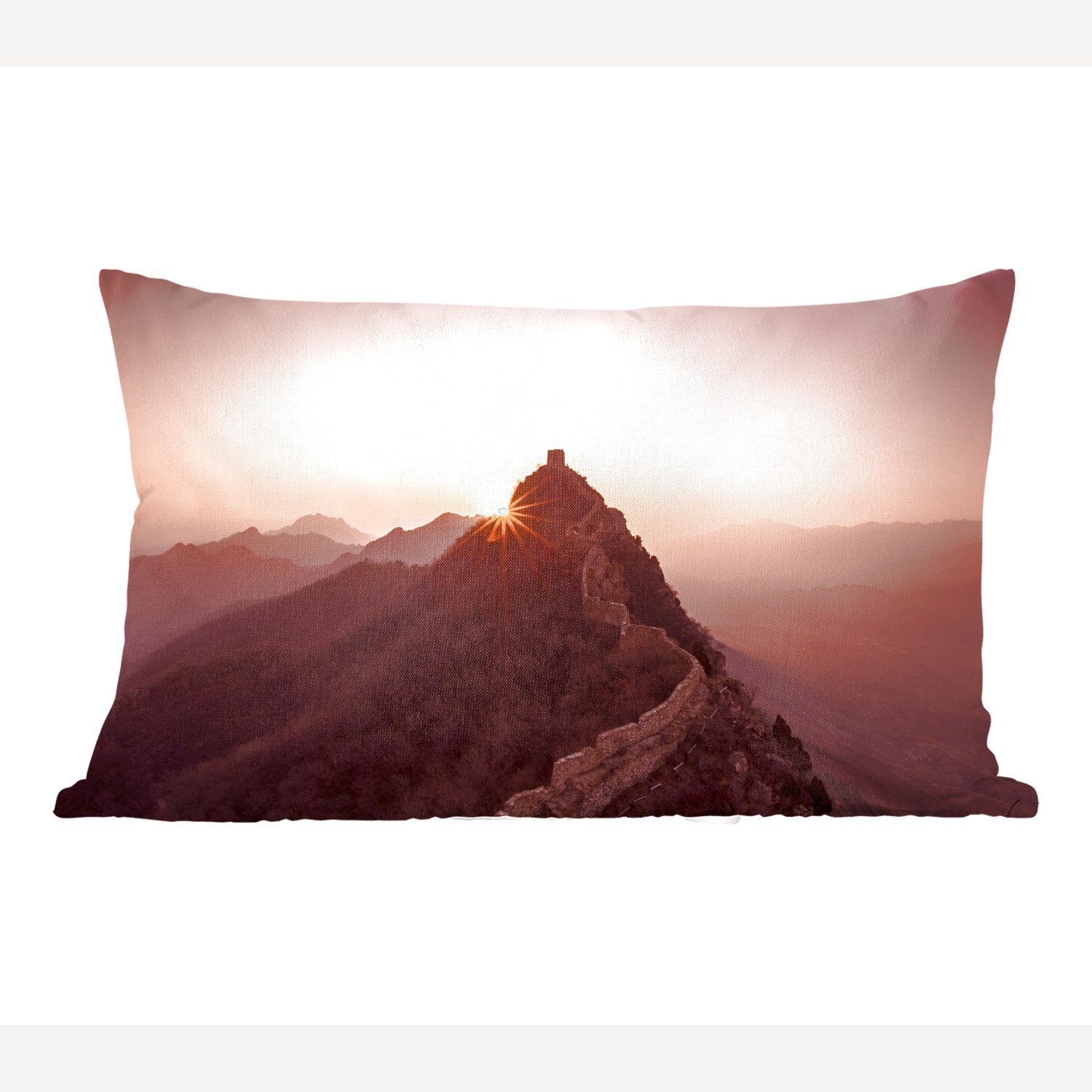 Schlafzimmer Dekoration, Dekokissen MuchoWow Wohzimmer bei Mauer Dekokissen Sonnenaufgang, mit Zierkissen, Füllung, Chinesische