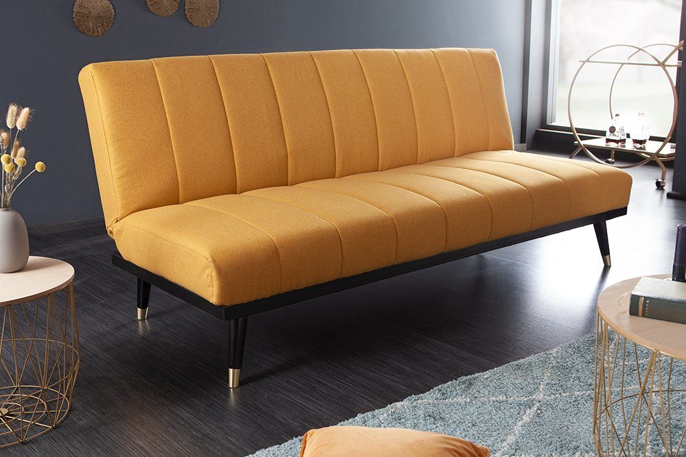 riess-ambiente 3-Sitzer PETIT BEAUTÉ 180cm Bettfunktion Teile, mit Stoff · senfgelb, Retro Wohnzimmer Einzelartikel Design · 1 · · Schlafcouch