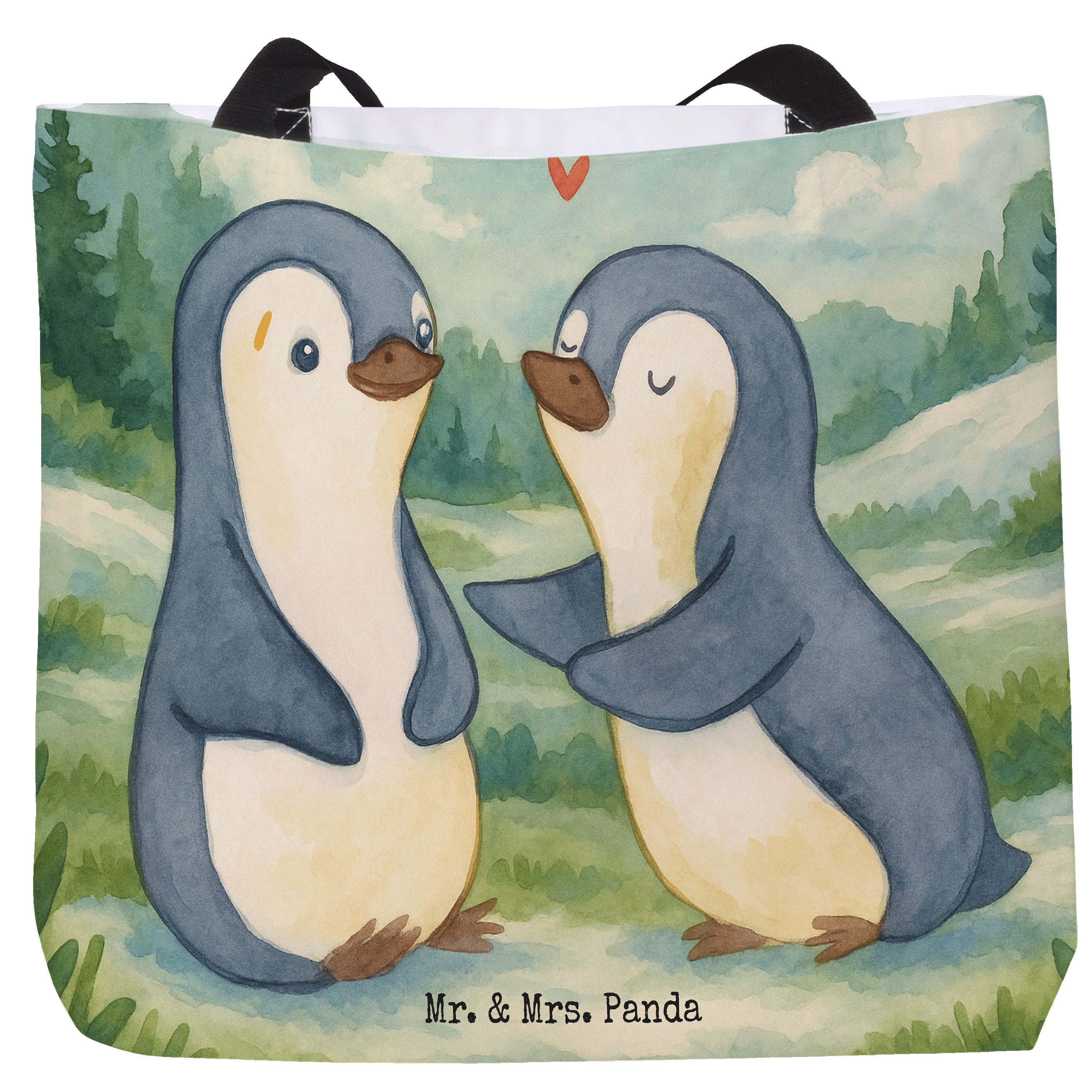 Shopper Pinguine trösten Design, Strandtasche, Weiß, Geschenk für Freundin, T