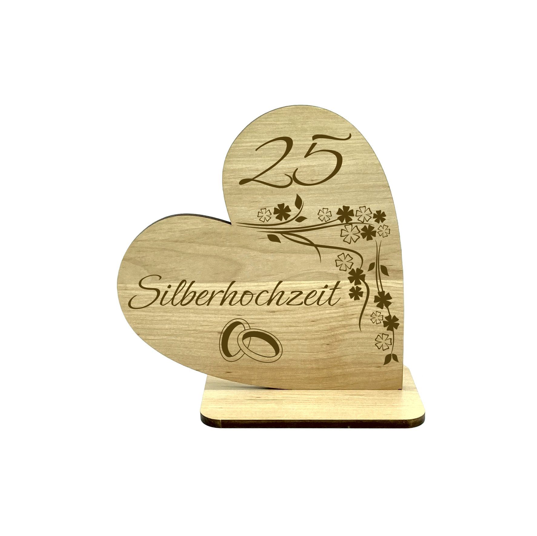 KS Laserdesign Dekofigur Deko Herz mit Gravur zu Silberhochzeit - Geschenke  zum 25. Ehe Jubiläum, Hochzeitstag, Geschenkidee für Frauen & Männer, aus  Erle Holz