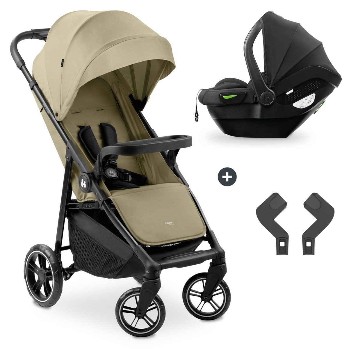 Hauck Kinder-Buggy Shop N Care 2in1 - Olive, Kinderwagen Sportwagen Set inkl. Babyschale bis 22 kg klein faltbar