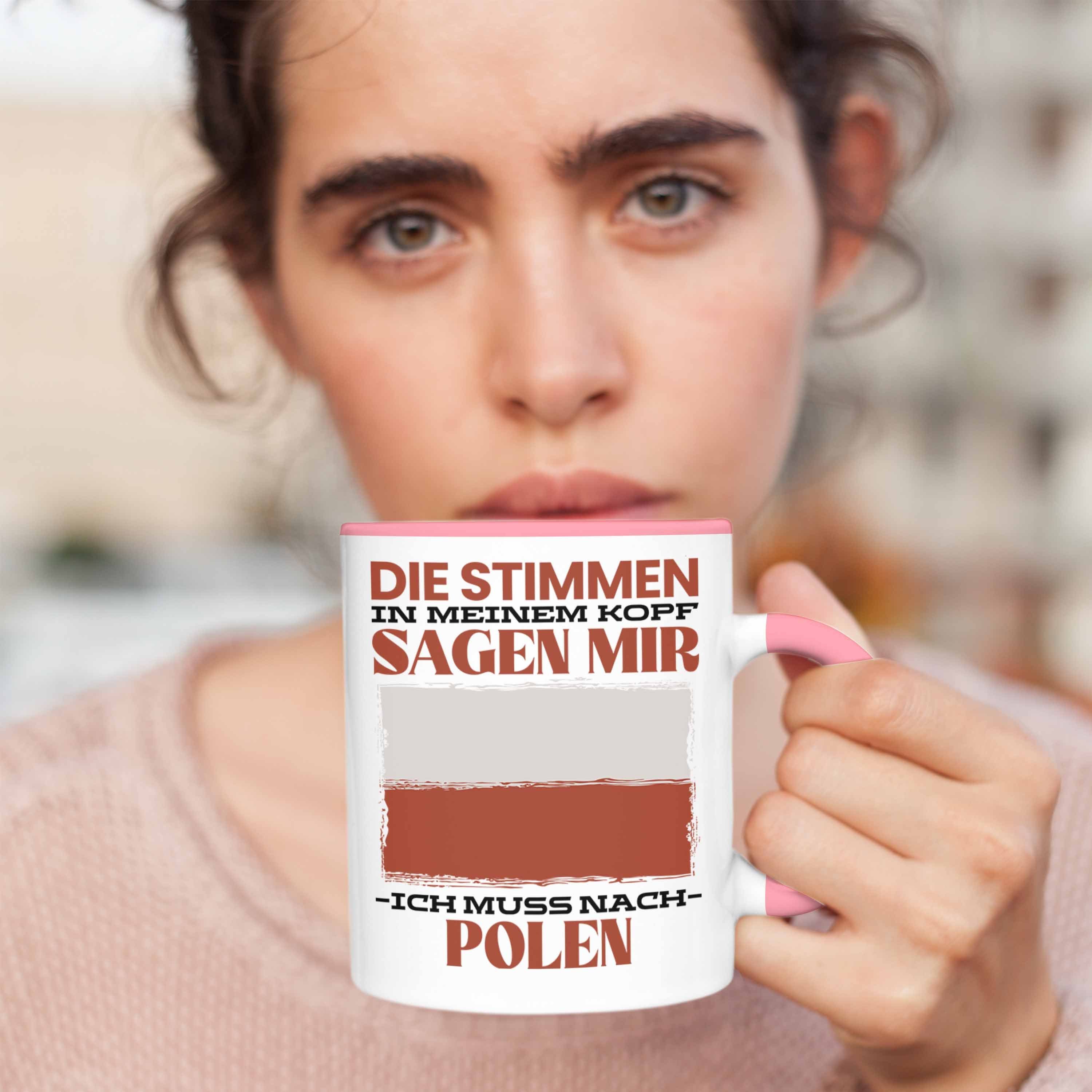 Trendation Tasse Polen Tasse Urlaub Geschenk Geschenkidee Spruch Pole Rosa Heimat