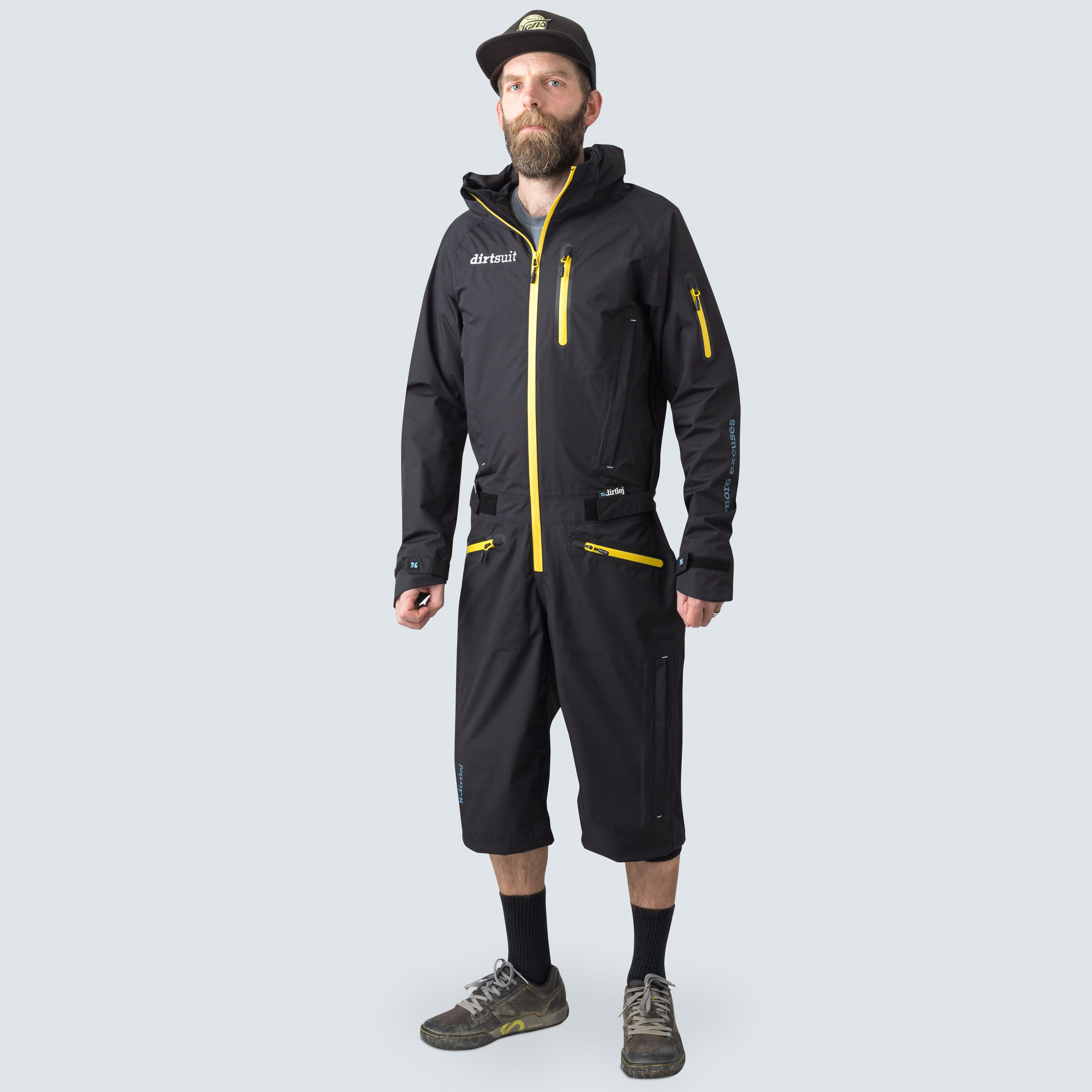Dirtlej Regenoverall dirtsuit pro edition black/yellow kurze Hose