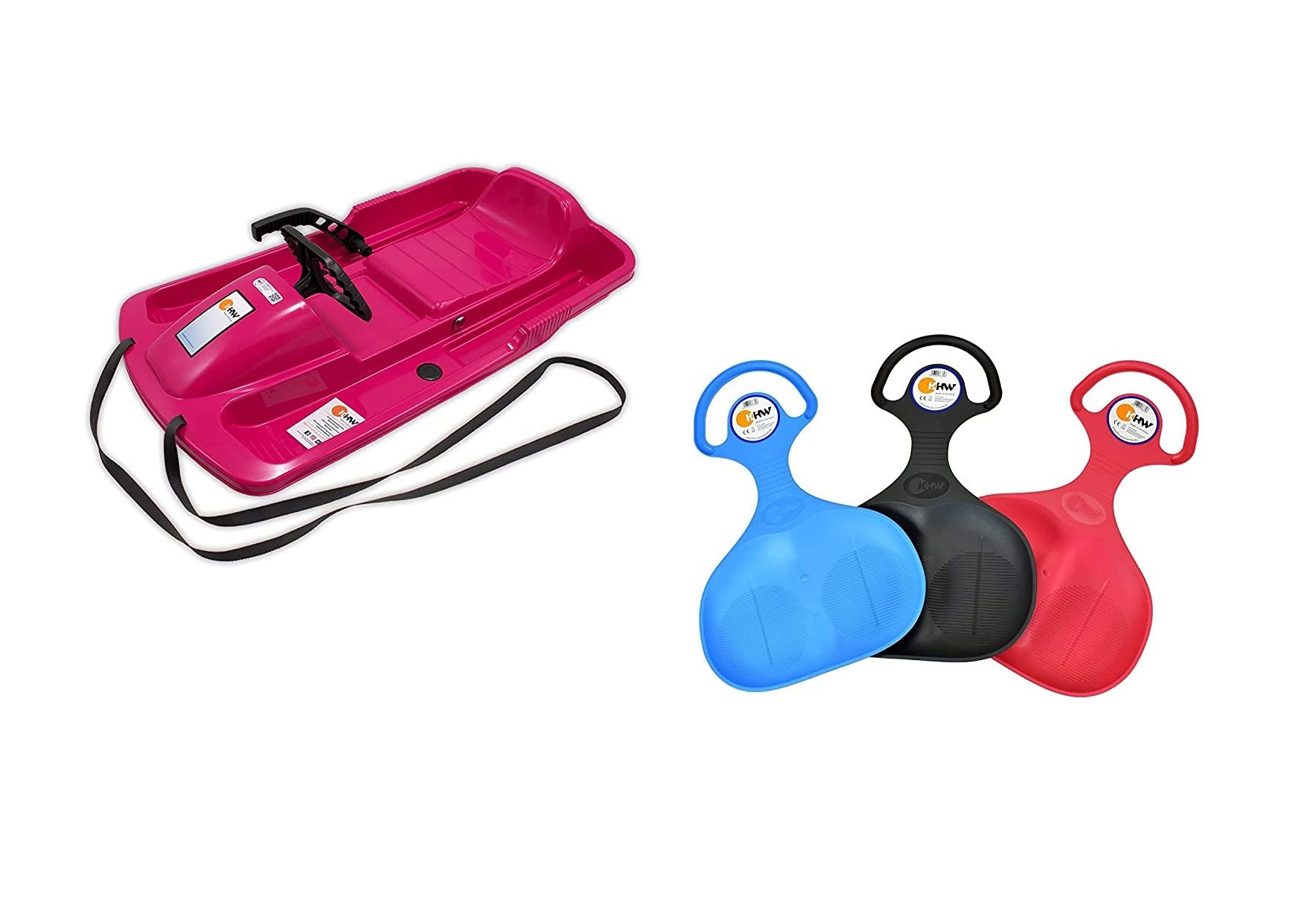 KHW Рулевой слайд Lenkbob Set Snow Fox, Pink, Made in Germany, inklusive Po-Rutscher, ideal für winterlichen Fahrspaß