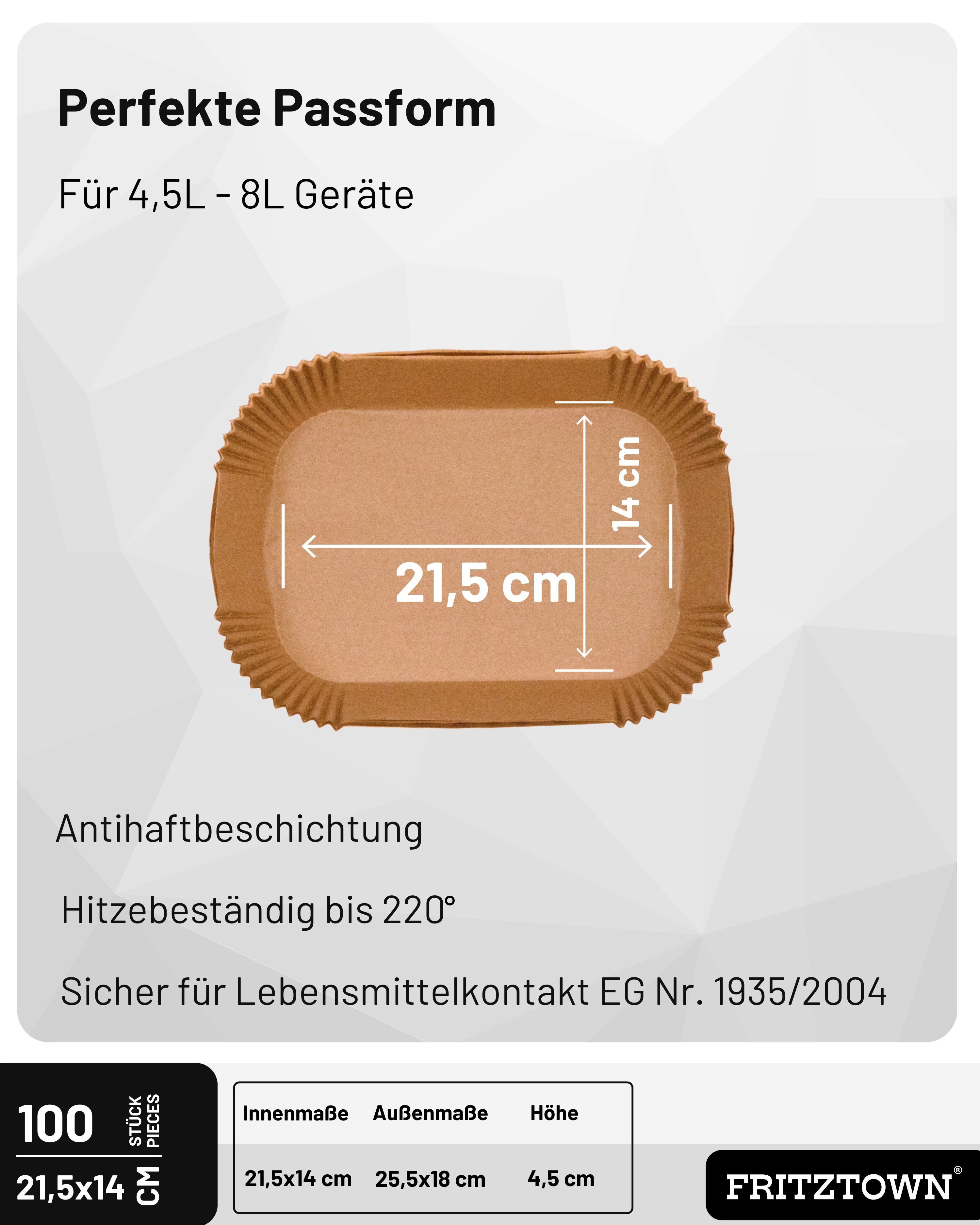 FRITZTOWN Backpapier Air fryer Backpapier, Backpapier für die Heißluftfritteuse, Air fryer Heißluftfritteuse Backpapier Einwegschalen