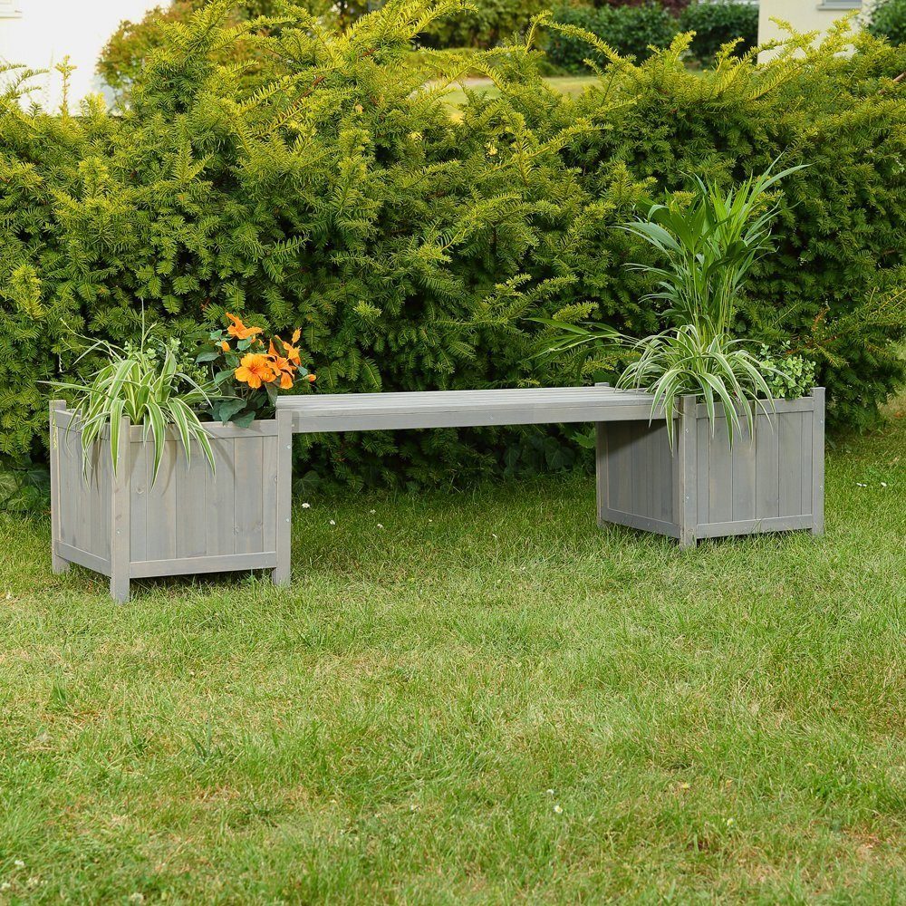 Parkbank mit Sitzbank Braun 2in1 Melko Gartenbank Blumenkästen Blumenkasten Grau, oder Gartenbank Imprägniert Pflanzkasten 2 Schwarz, Gartenmöbel Weiß Holzbank Holz (Stück), aus in