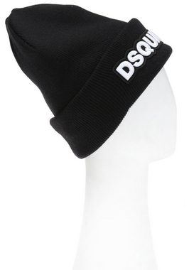 Dsquared2 Baseball Cap Dsquared2 Logo Embroidered Beanie Black Ribbed Knit Hat Hut Strickmütz