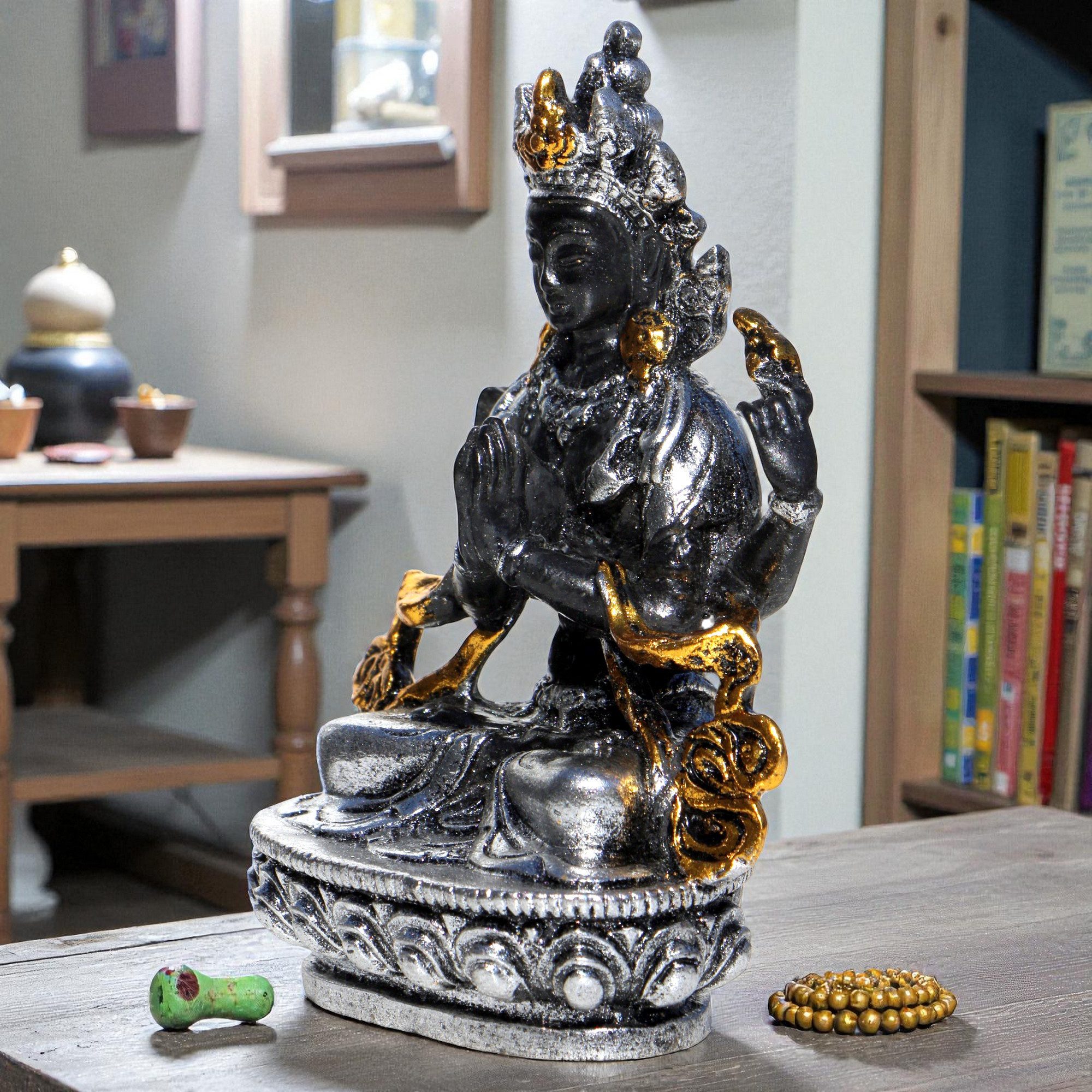 Wogeka Dekofigur Tara Buddha Bodhisattva Göttin Resin Figur Deko Bali Feng Shui