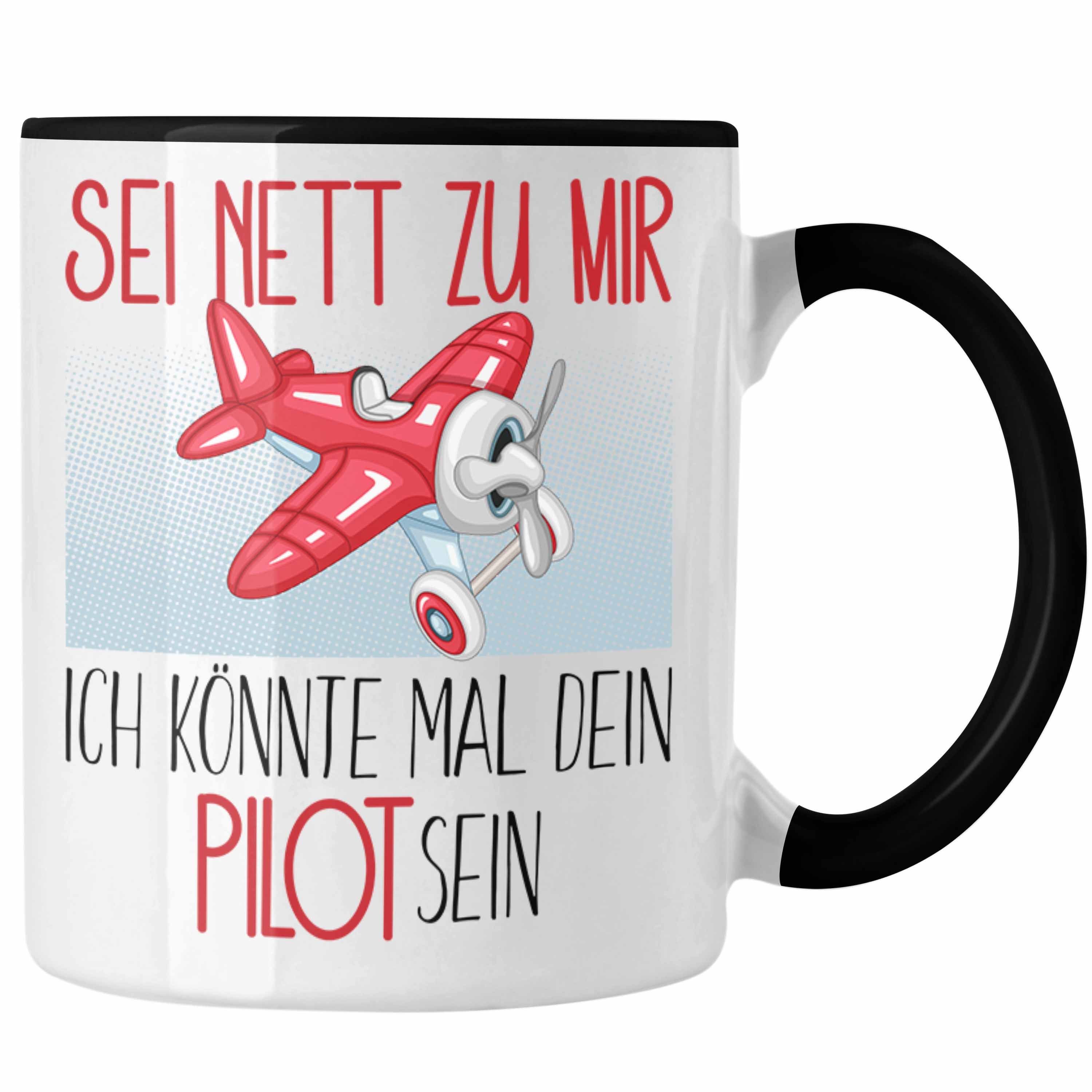 Trendation Tasse Pilot Studium Ausbildung Tasse Geschenk Piloten Geschenkidee Sei Nett Schwarz