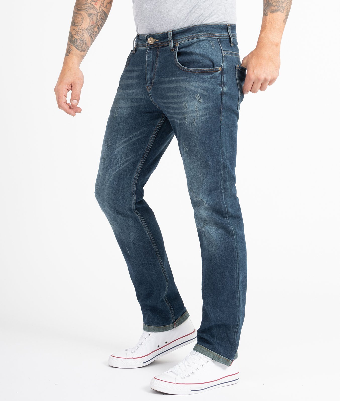 Indumentum Regular-fit-Jeans Herren Jeans Stonewashed Blau IR-504 günstig online kaufen