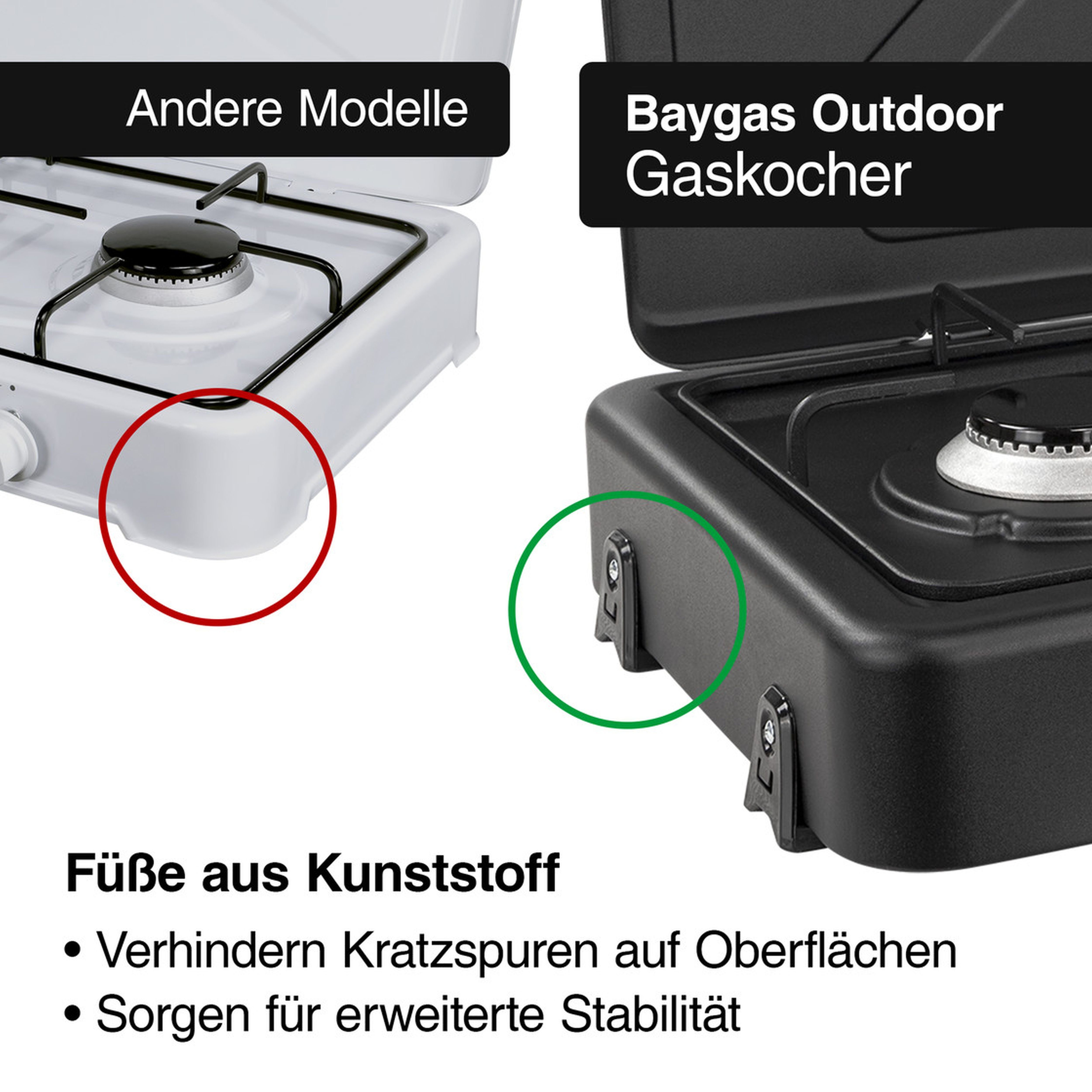 Campingkocher und 3-flammig inkl. Gasschlauch inkl. Anwendung: Regler Schlauch, Gaskocher Camping-Gasgrill - und Regler Außenbereich,